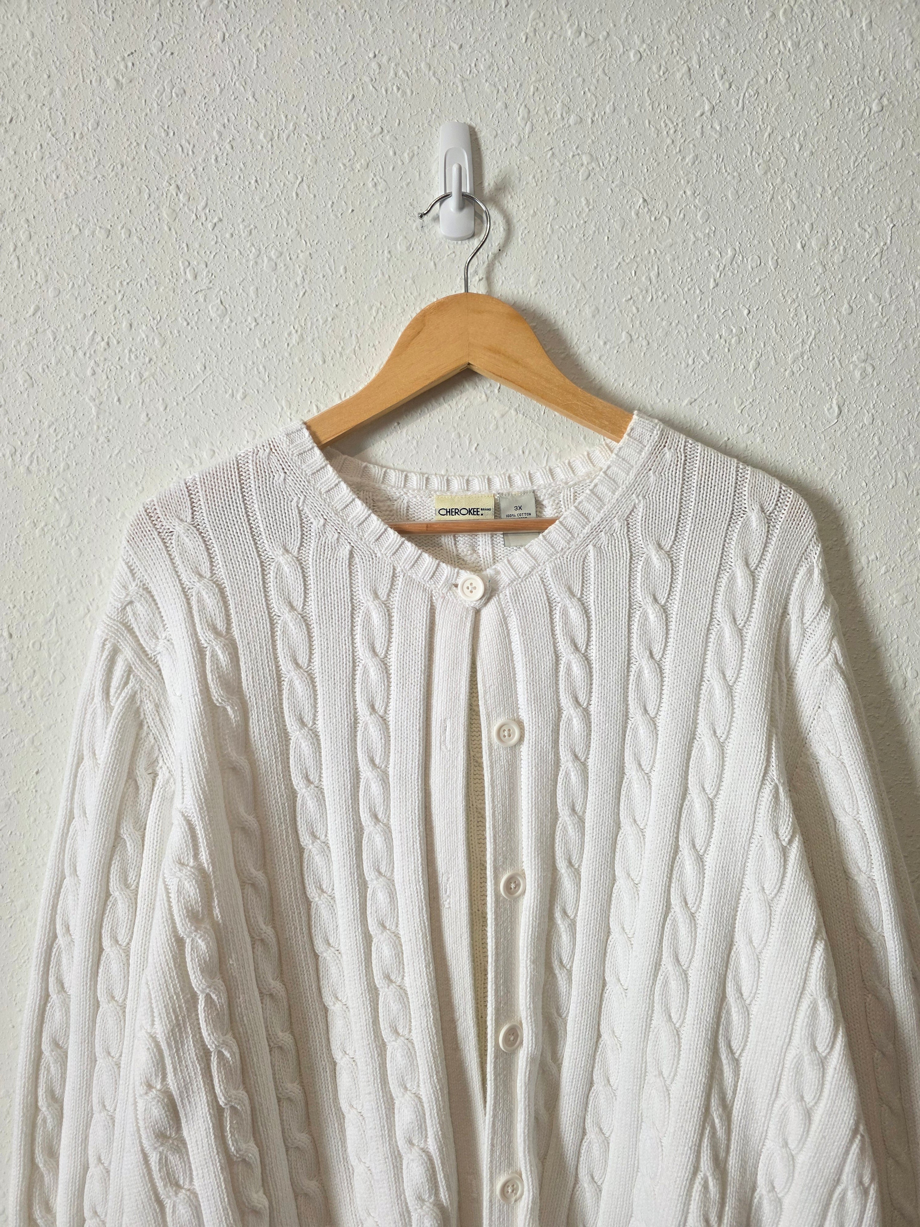Vintage Cable Knit Cotton Cardigan (3X)