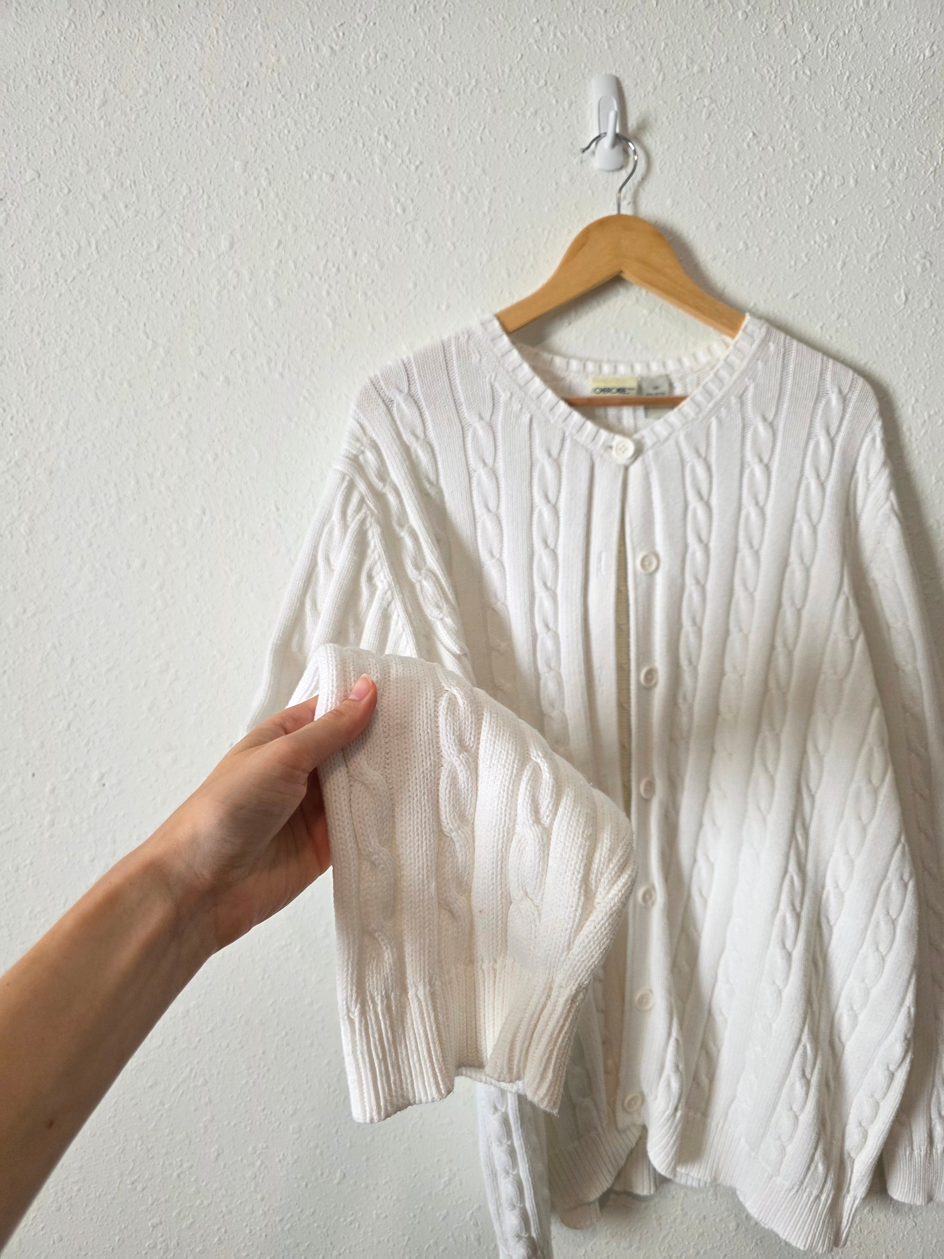 Vintage Cable Knit Cotton Cardigan (3X)