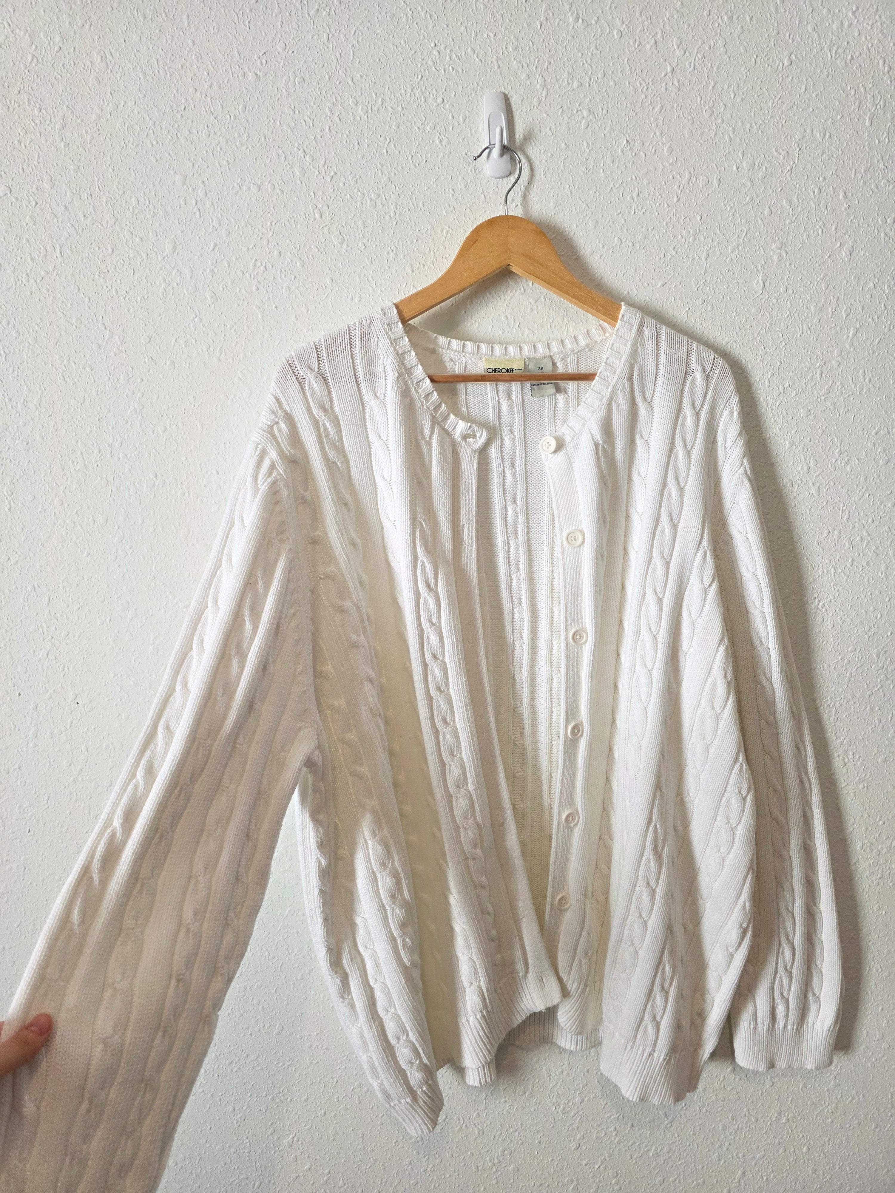 Vintage Cable Knit Cotton Cardigan (3X)
