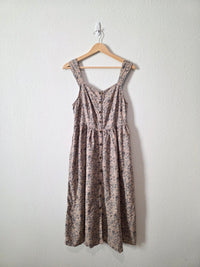 Floral Cotton Linen Midi Dress (M)