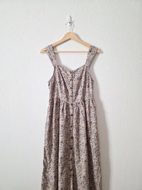 Floral Cotton Linen Midi Dress (M)