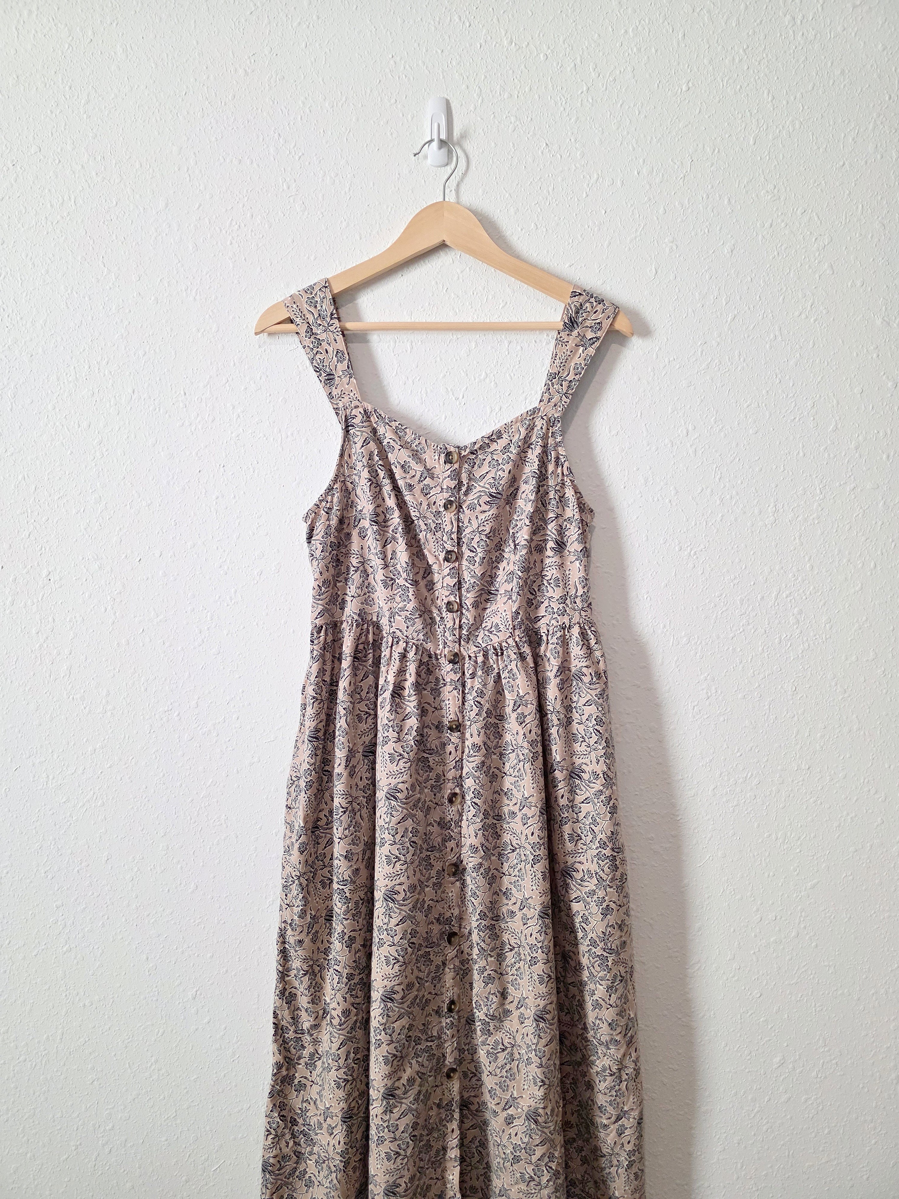 Floral Cotton Linen Midi Dress (M)