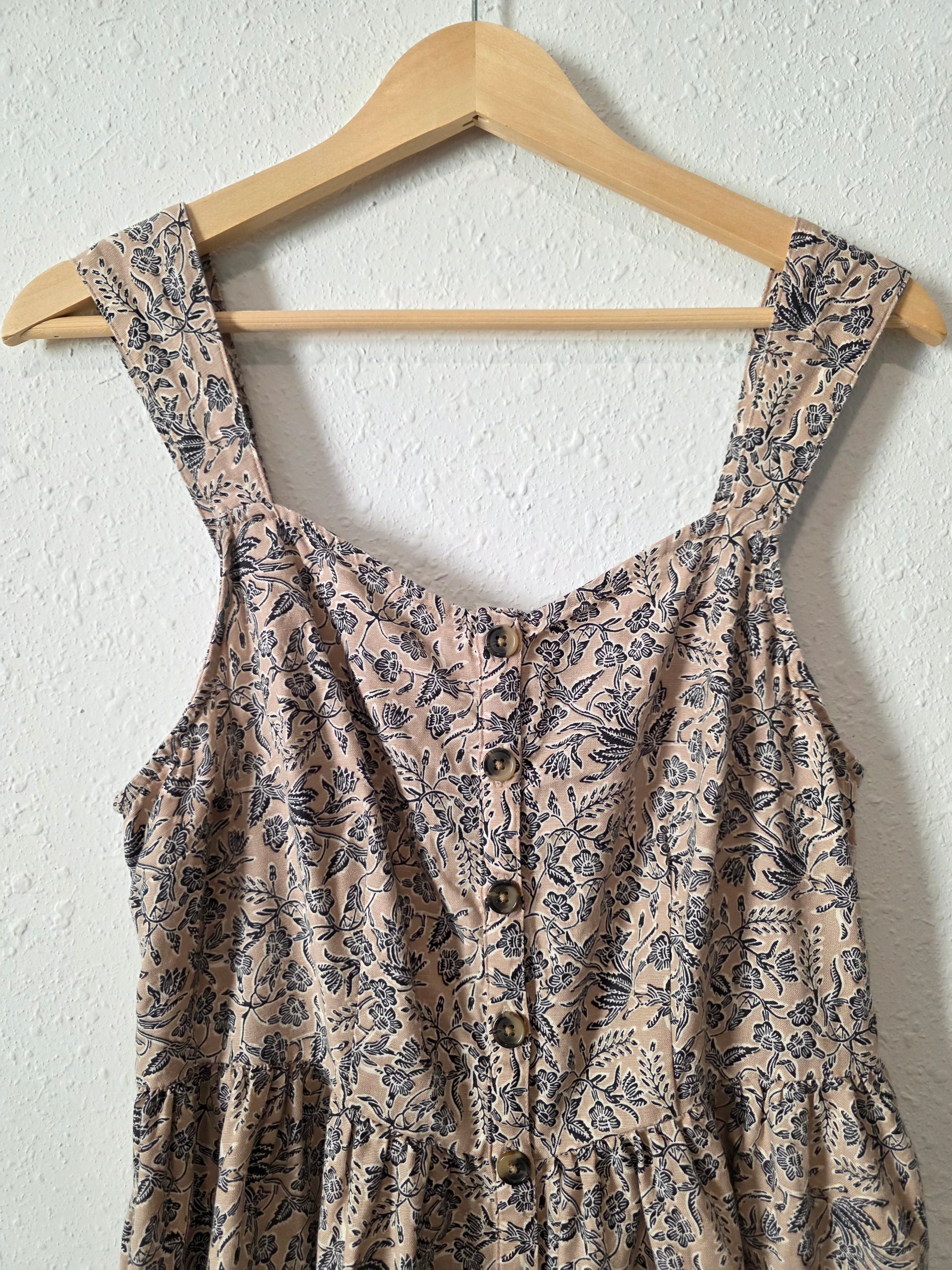 Floral Cotton Linen Midi Dress (M)