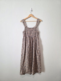 Floral Cotton Linen Midi Dress (M)