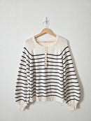 In Loom Striped Henley Sweater (L)
