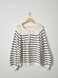 In Loom Striped Henley Sweater (L)