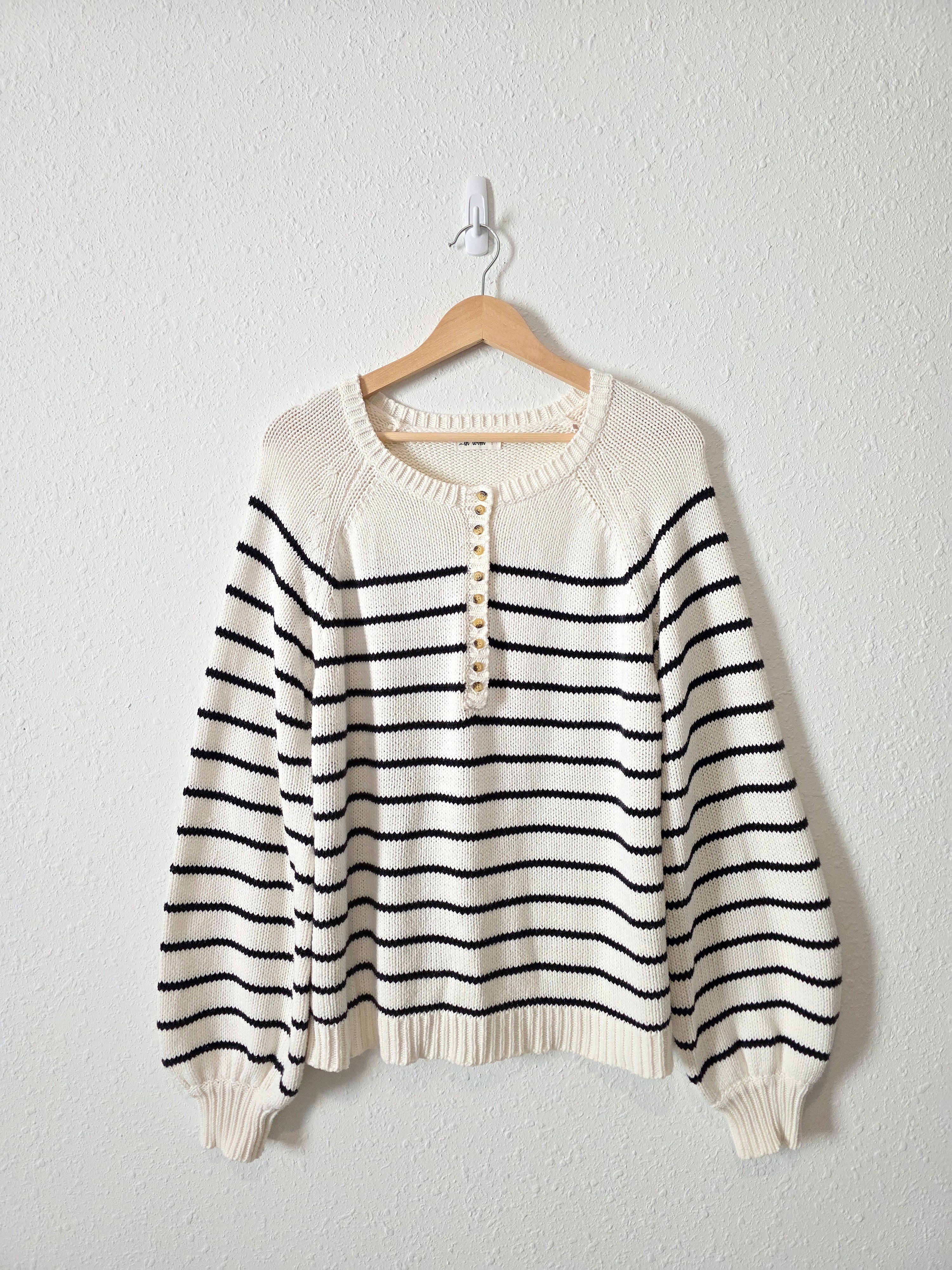 In Loom Striped Henley Sweater (L)