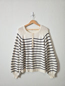 In Loom Striped Henley Sweater (L)