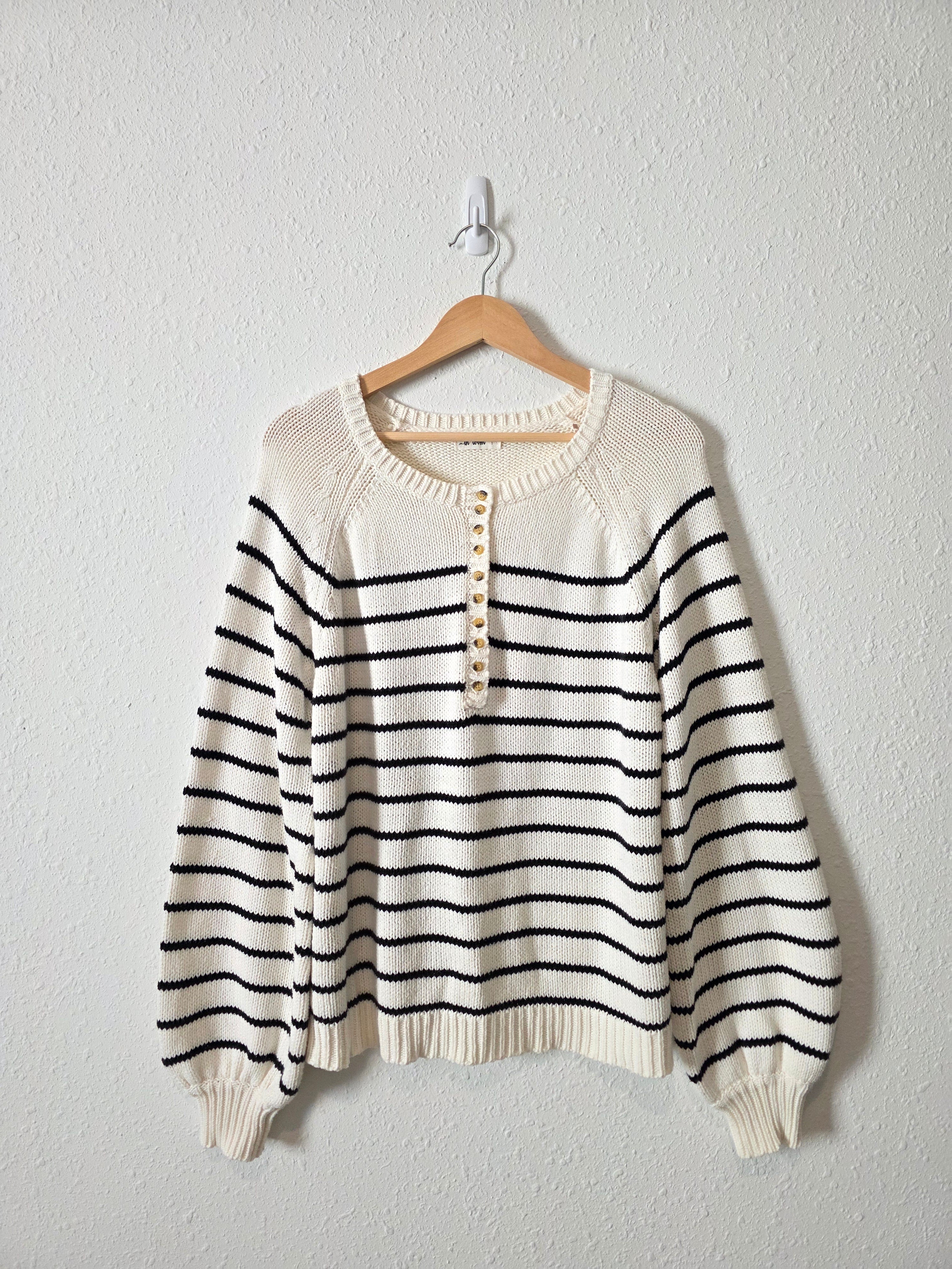 In Loom Striped Henley Sweater (L)