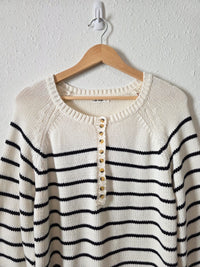In Loom Striped Henley Sweater (L)