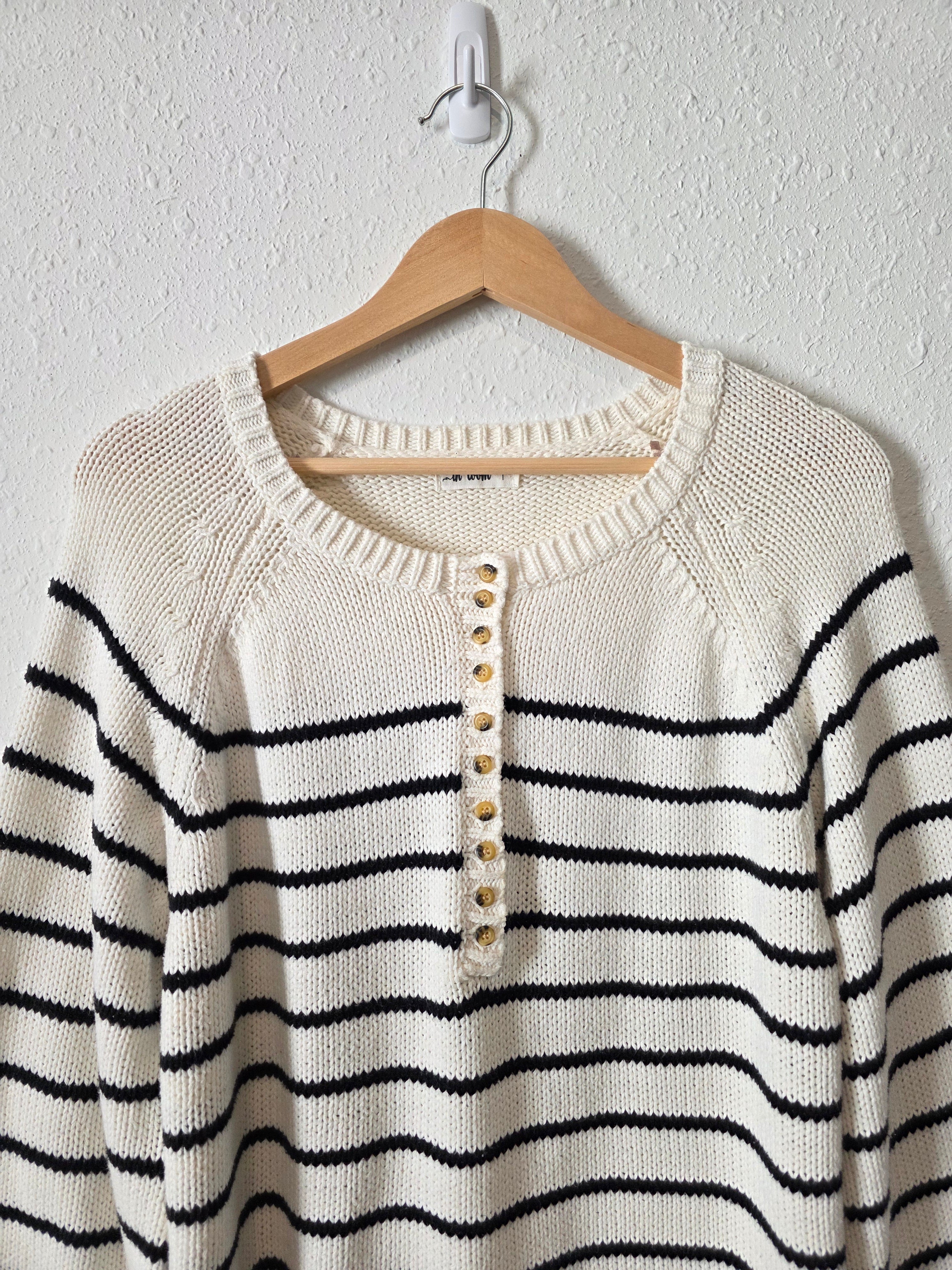 In Loom Striped Henley Sweater (L)