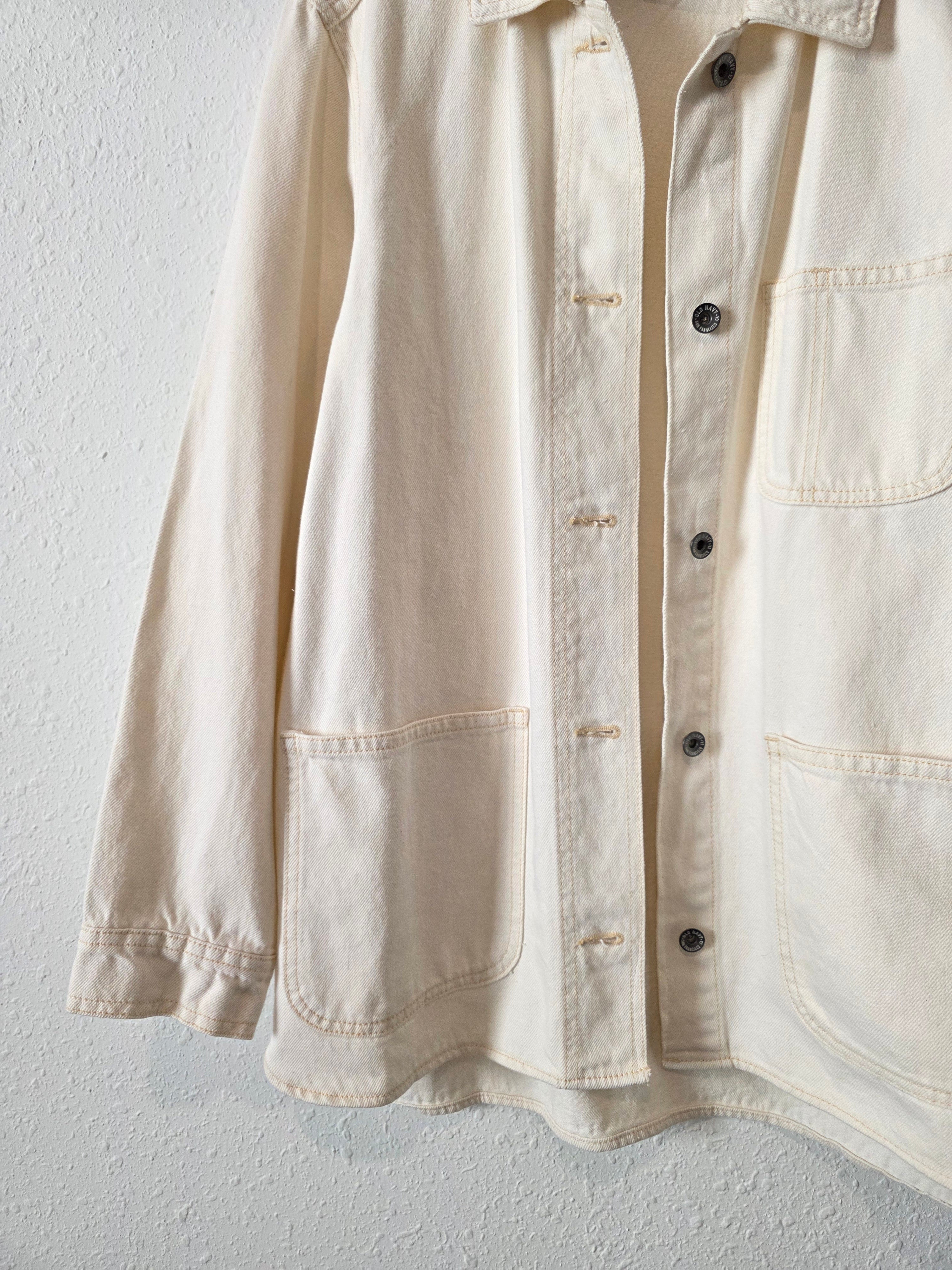NEW Ecru Button Up Chore Jacket (M)