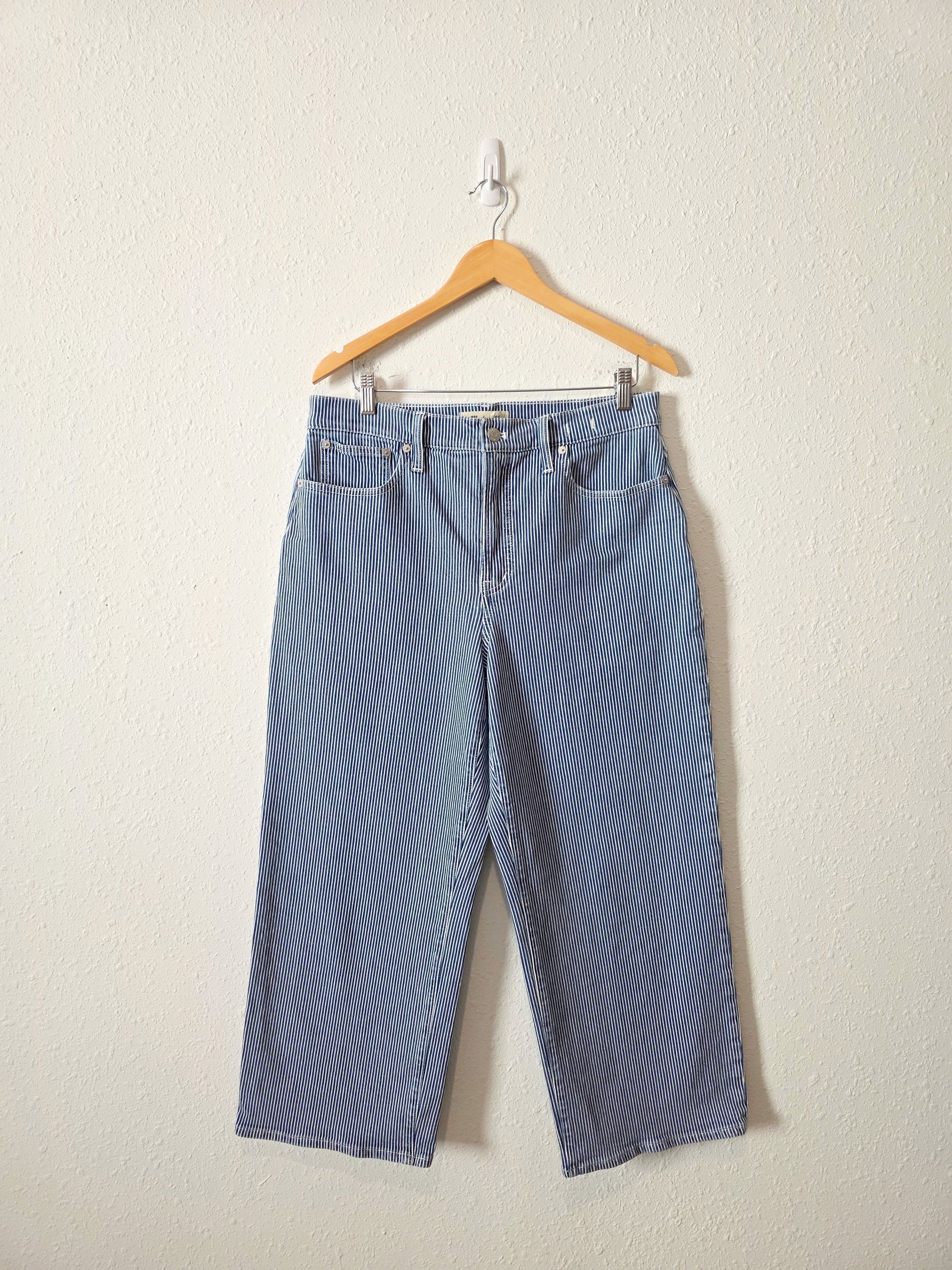 Madewell Pinstripe Wide Leg Jeans (31)