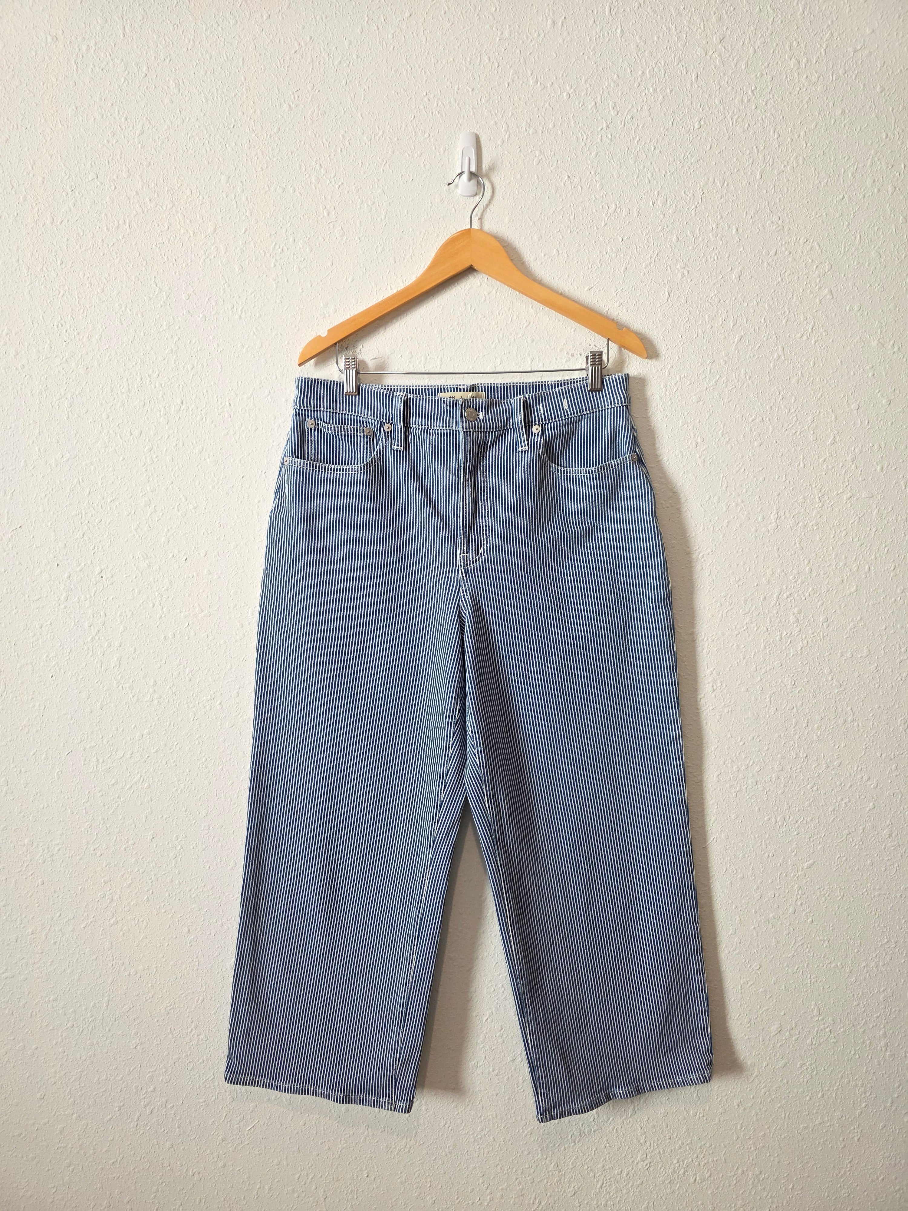 Madewell Pinstripe Wide Leg Jeans (31)