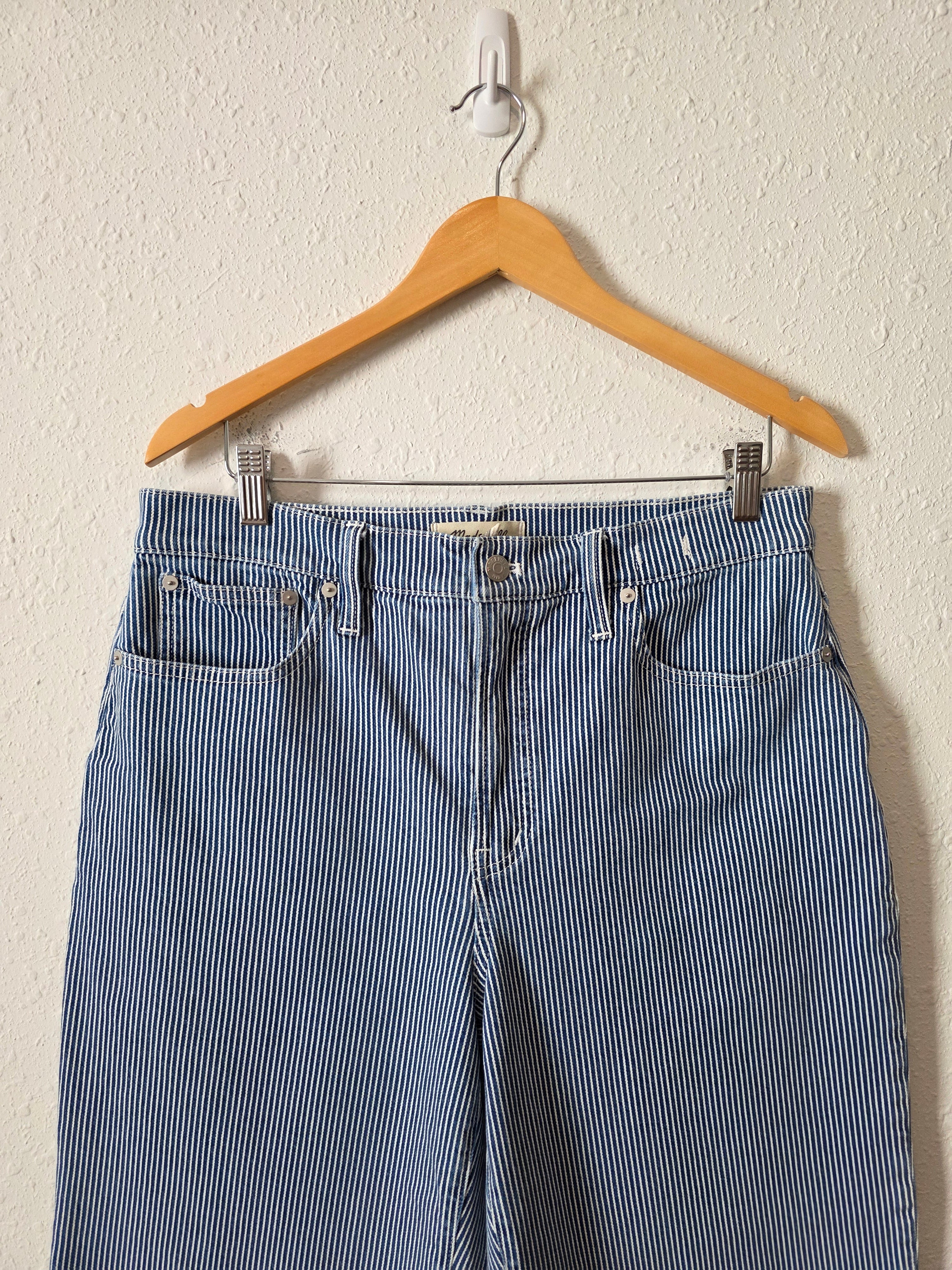 Madewell Pinstripe Wide Leg Jeans (31)