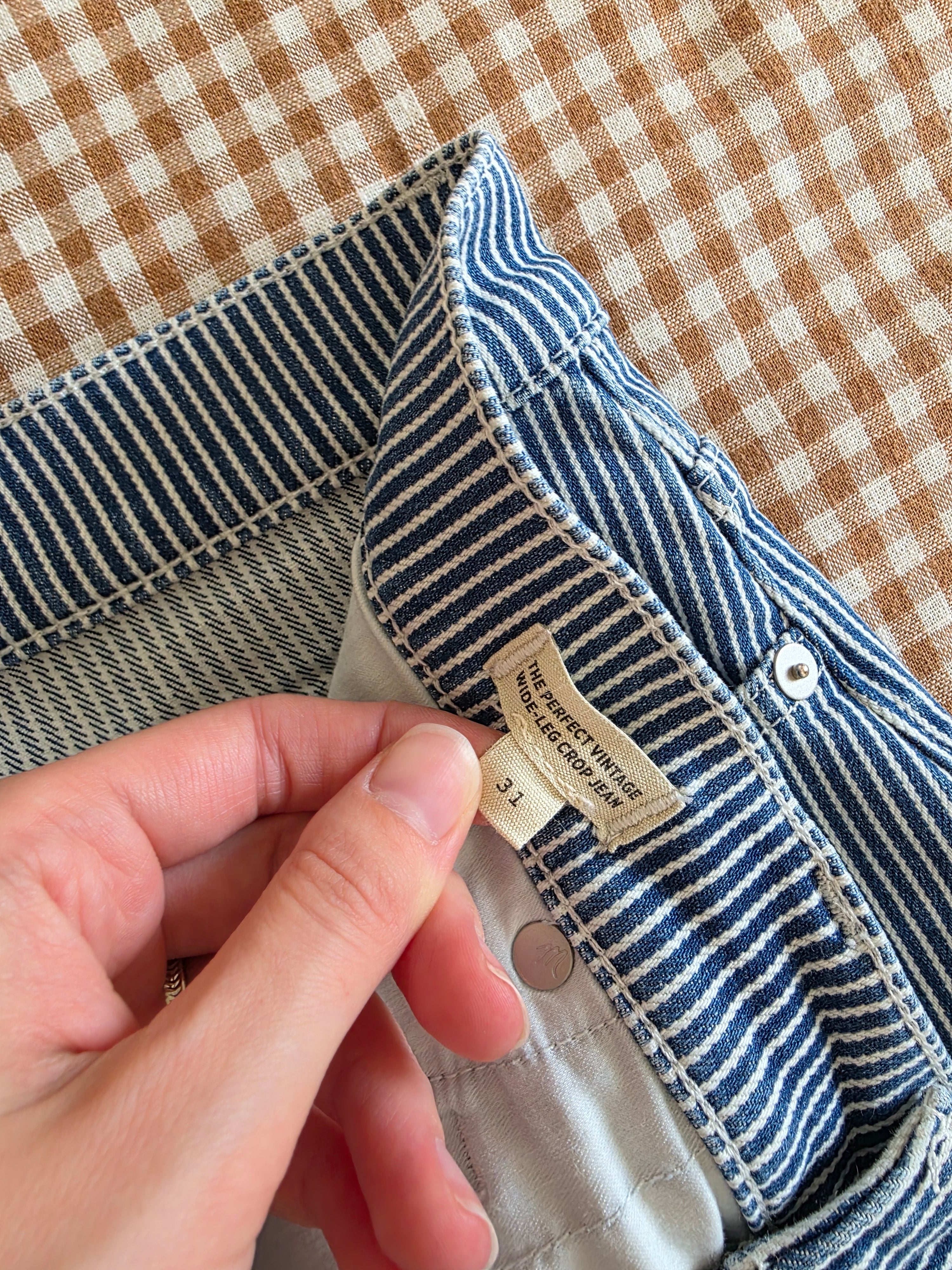 Madewell Pinstripe Wide Leg Jeans (31)