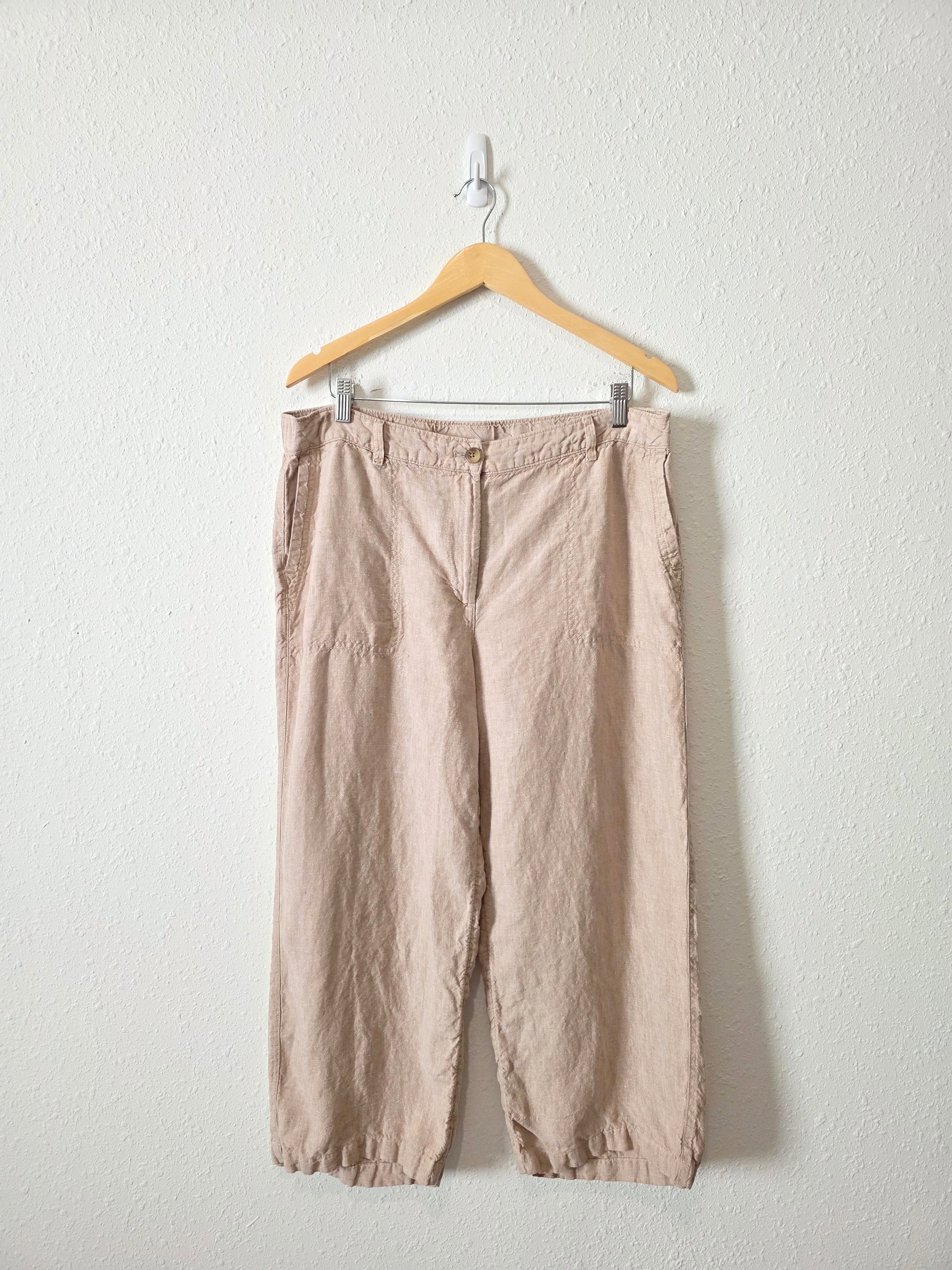 Neutral Wide Leg Linen Pants (L)