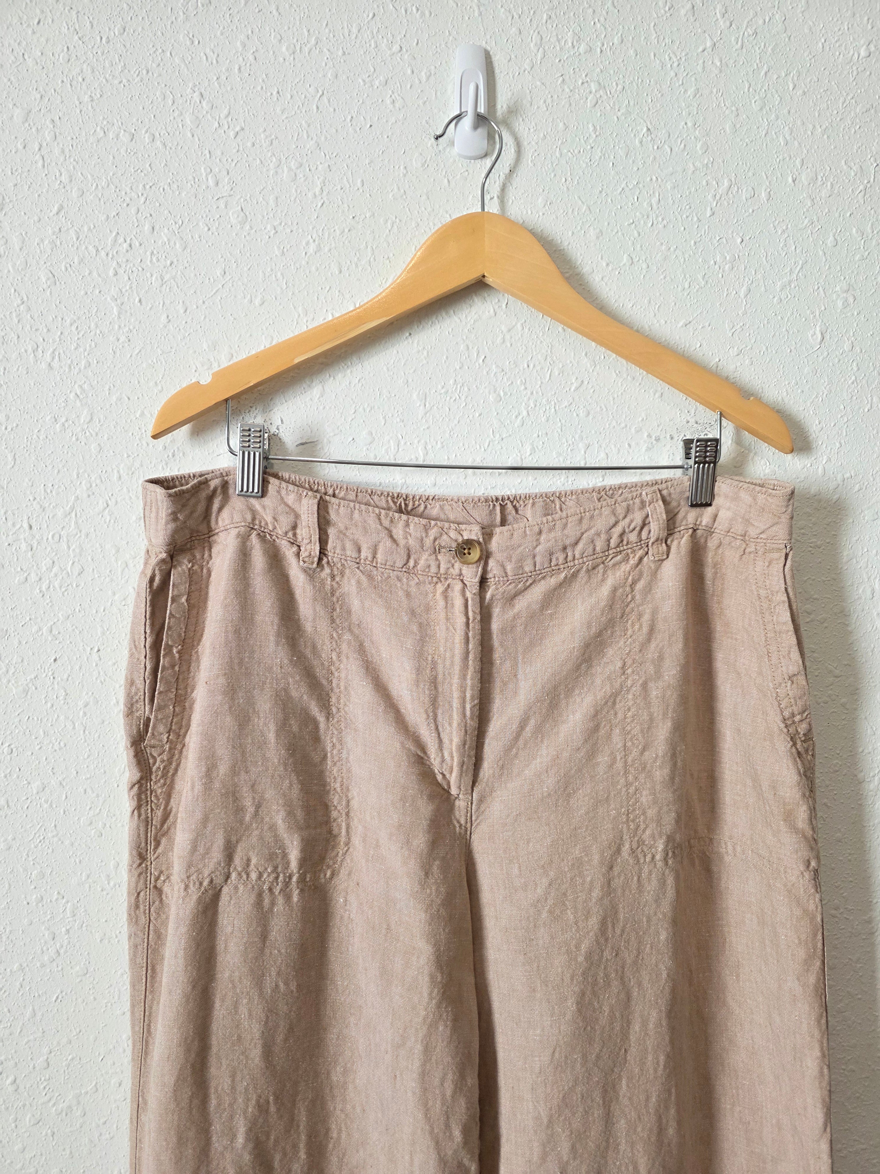 Neutral Wide Leg Linen Pants (L)