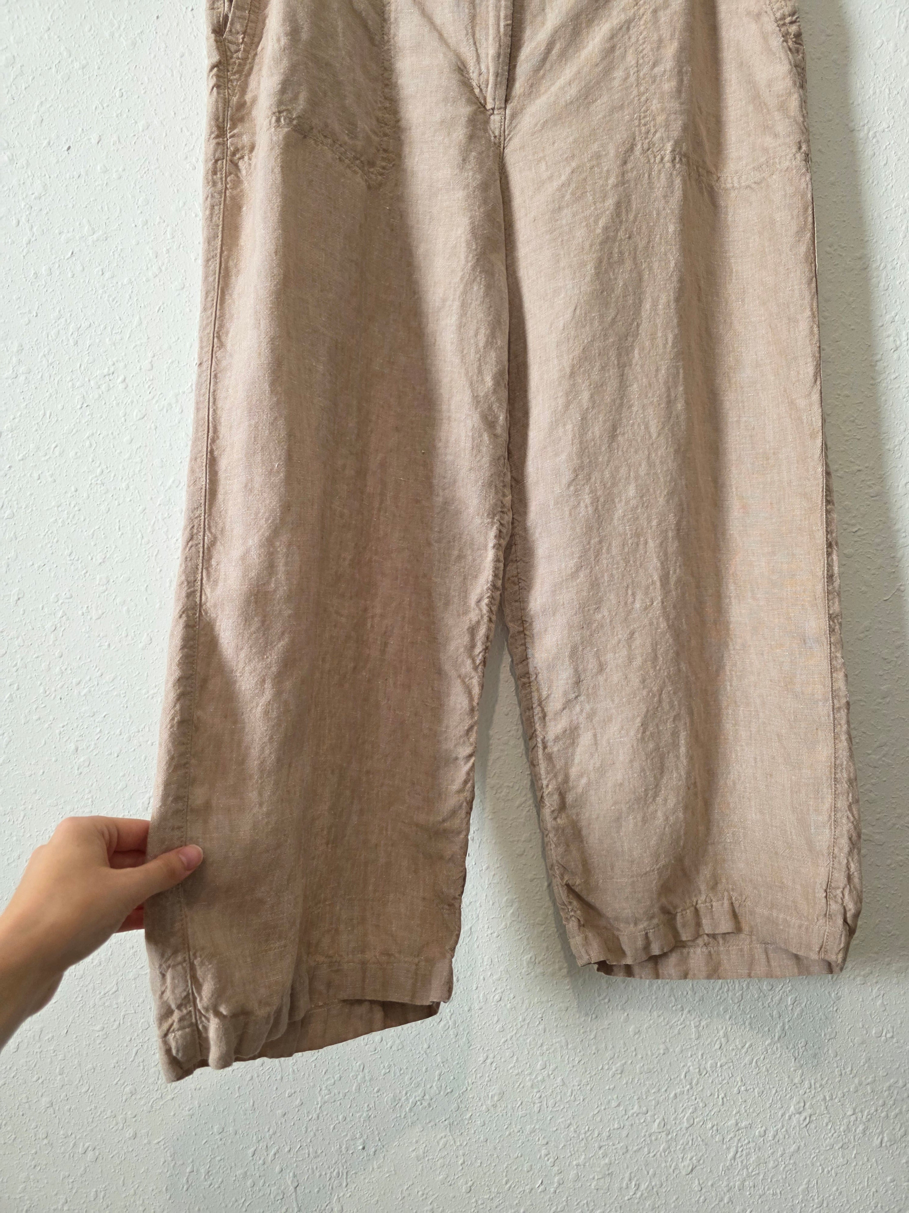 Neutral Wide Leg Linen Pants (L)