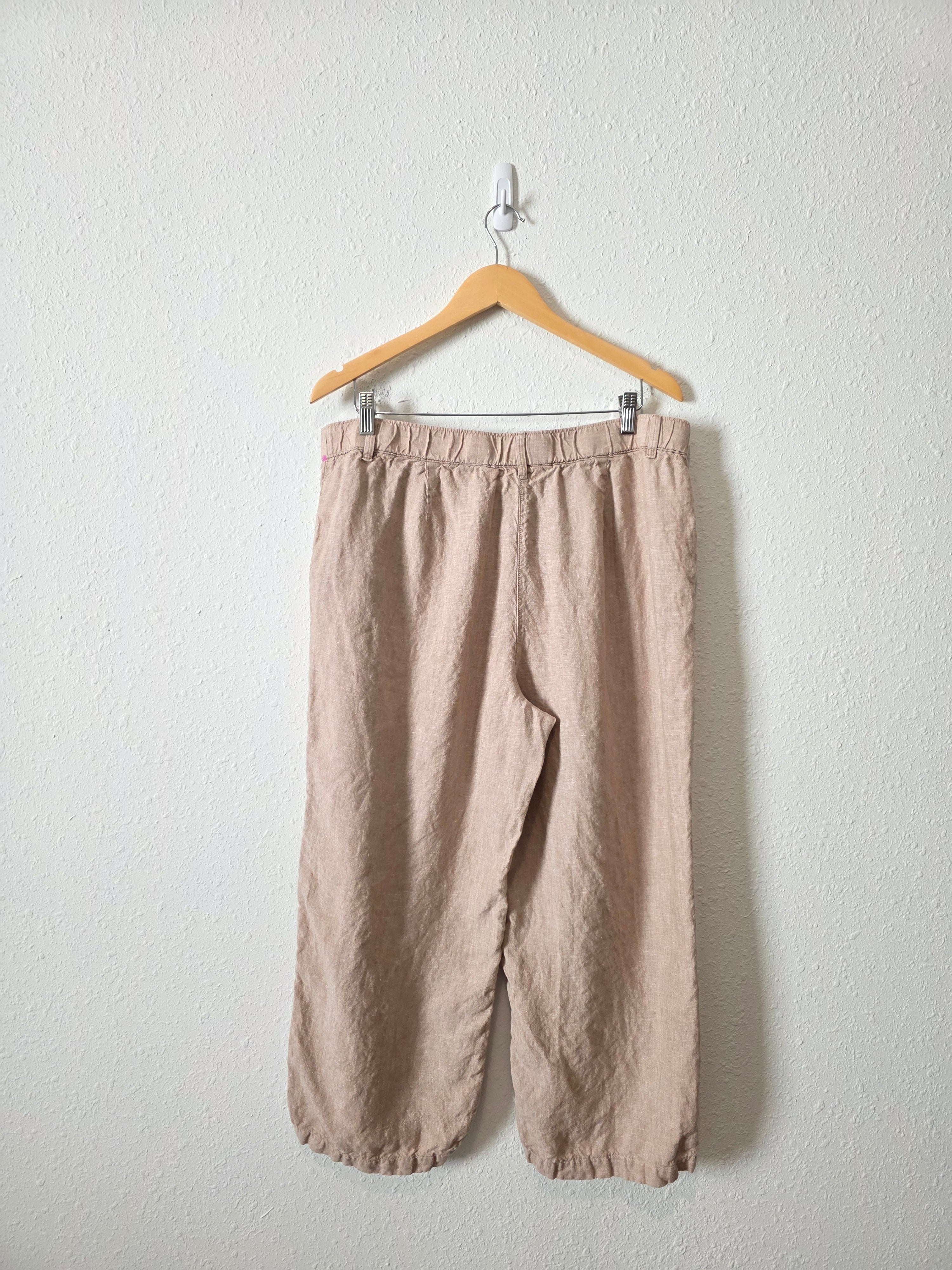 Neutral Wide Leg Linen Pants (L)