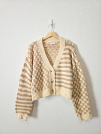 Neutral Checkered Cardigan (M)