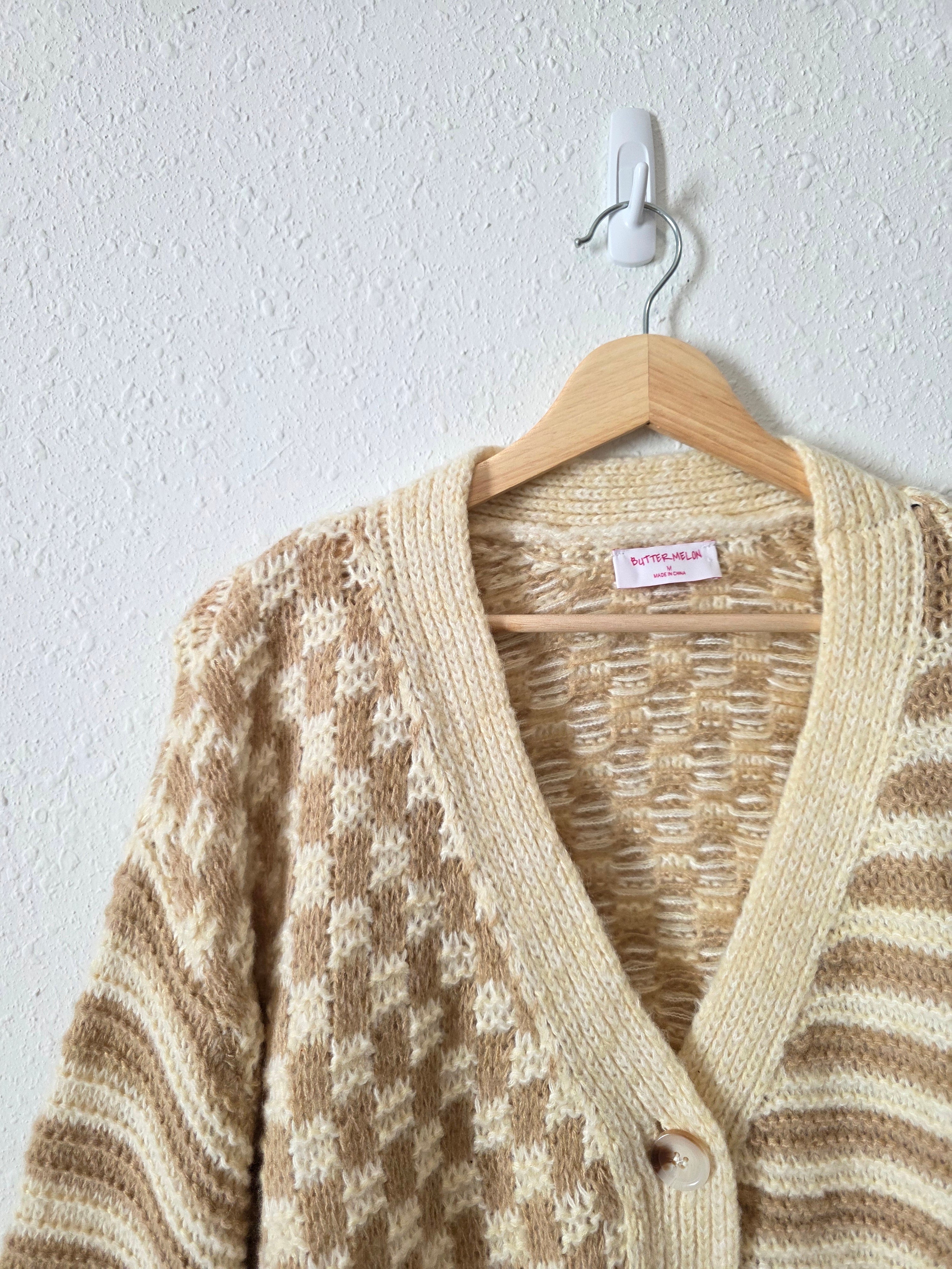 Neutral Checkered Cardigan (M)