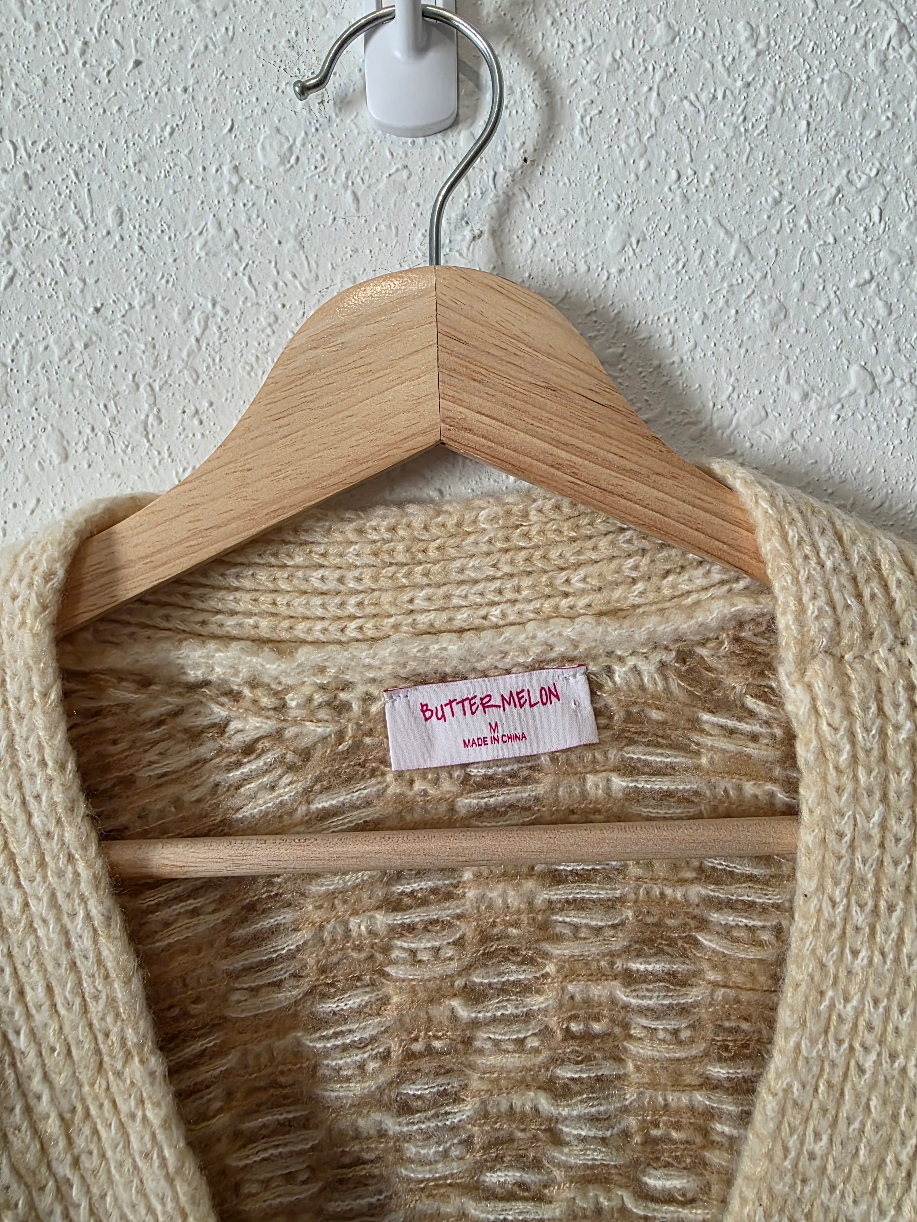 Neutral Checkered Cardigan (M)