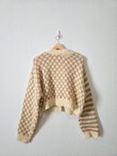 Neutral Checkered Cardigan (M)