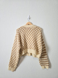 Neutral Checkered Cardigan (M)