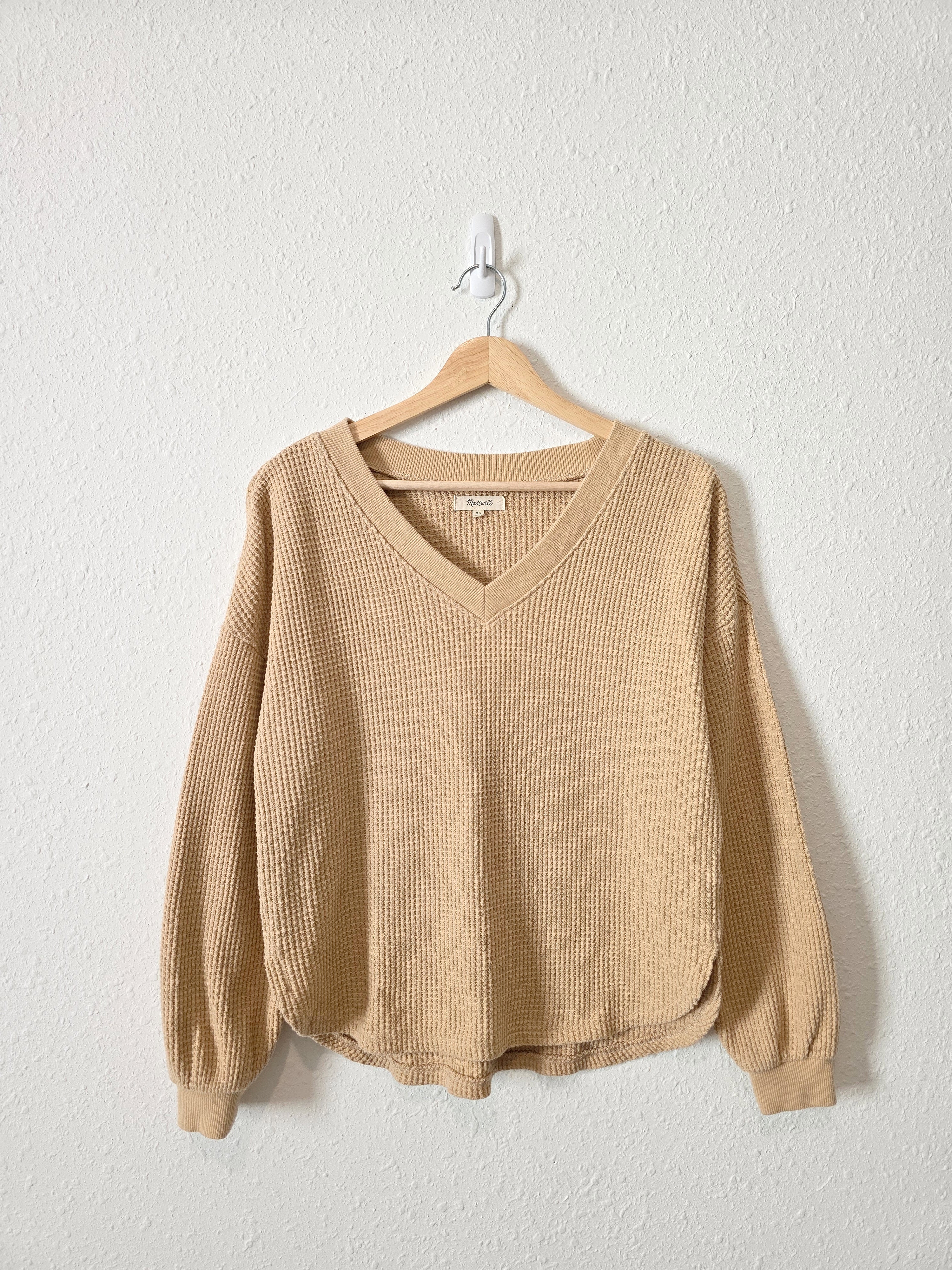 Madewell Waffle V Neck Top (XS)