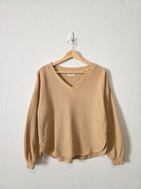 Madewell Waffle V Neck Top (XS)