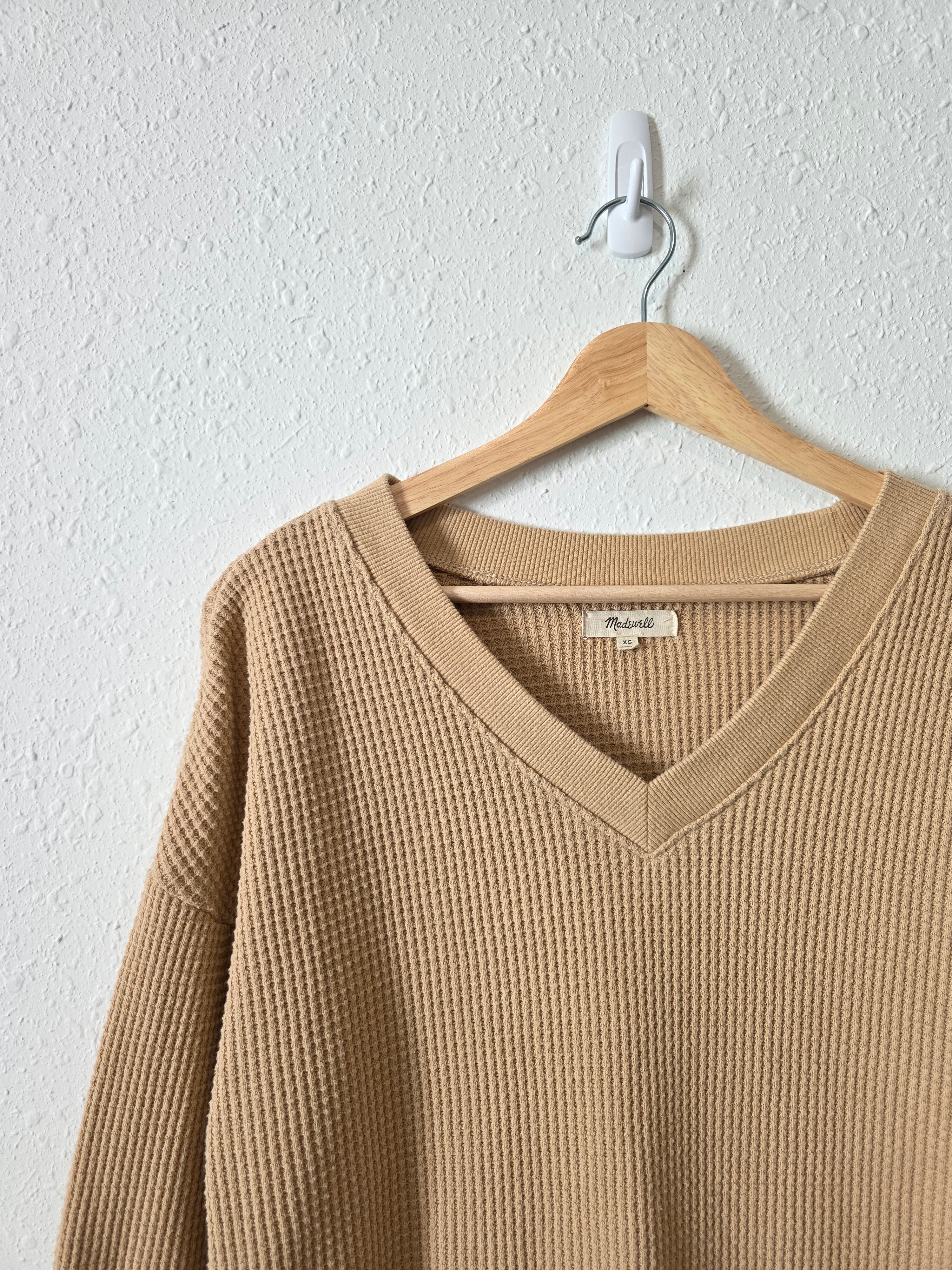 Madewell Waffle V Neck Top (XS)