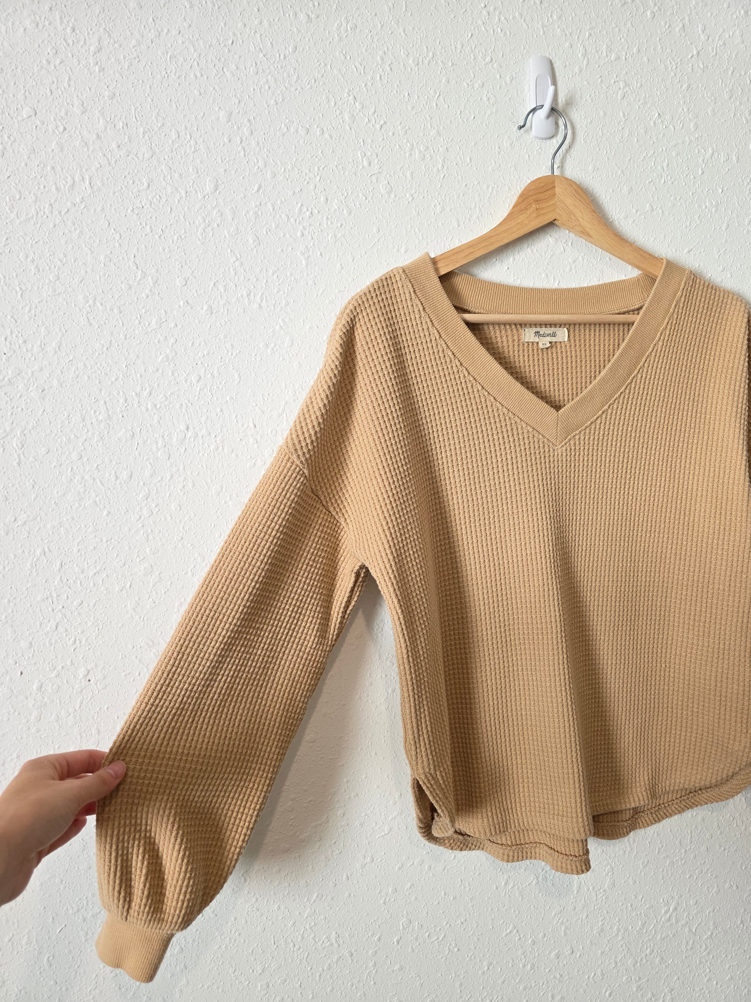 Madewell Waffle V Neck Top (XS)
