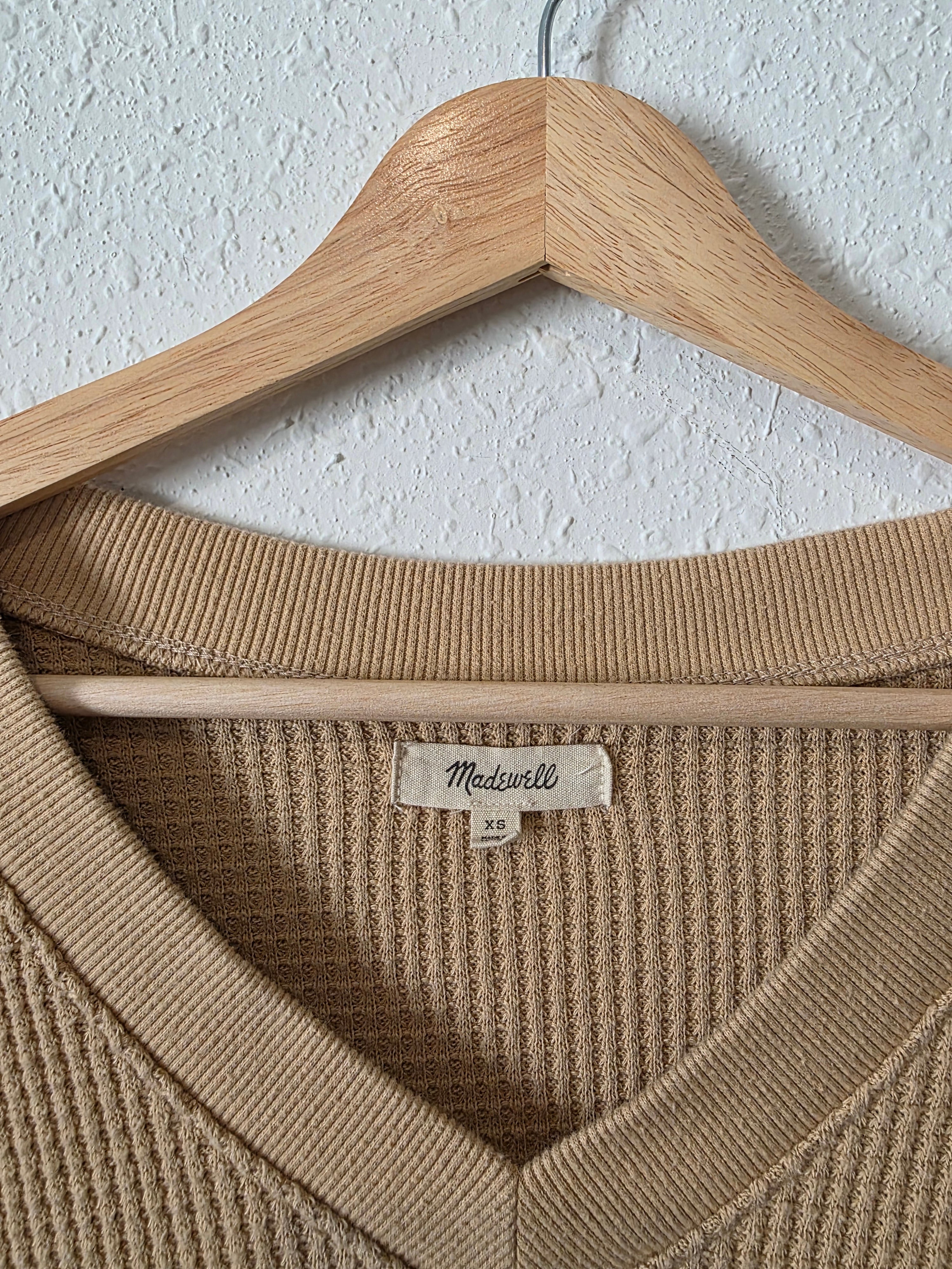 Madewell Waffle V Neck Top (XS)