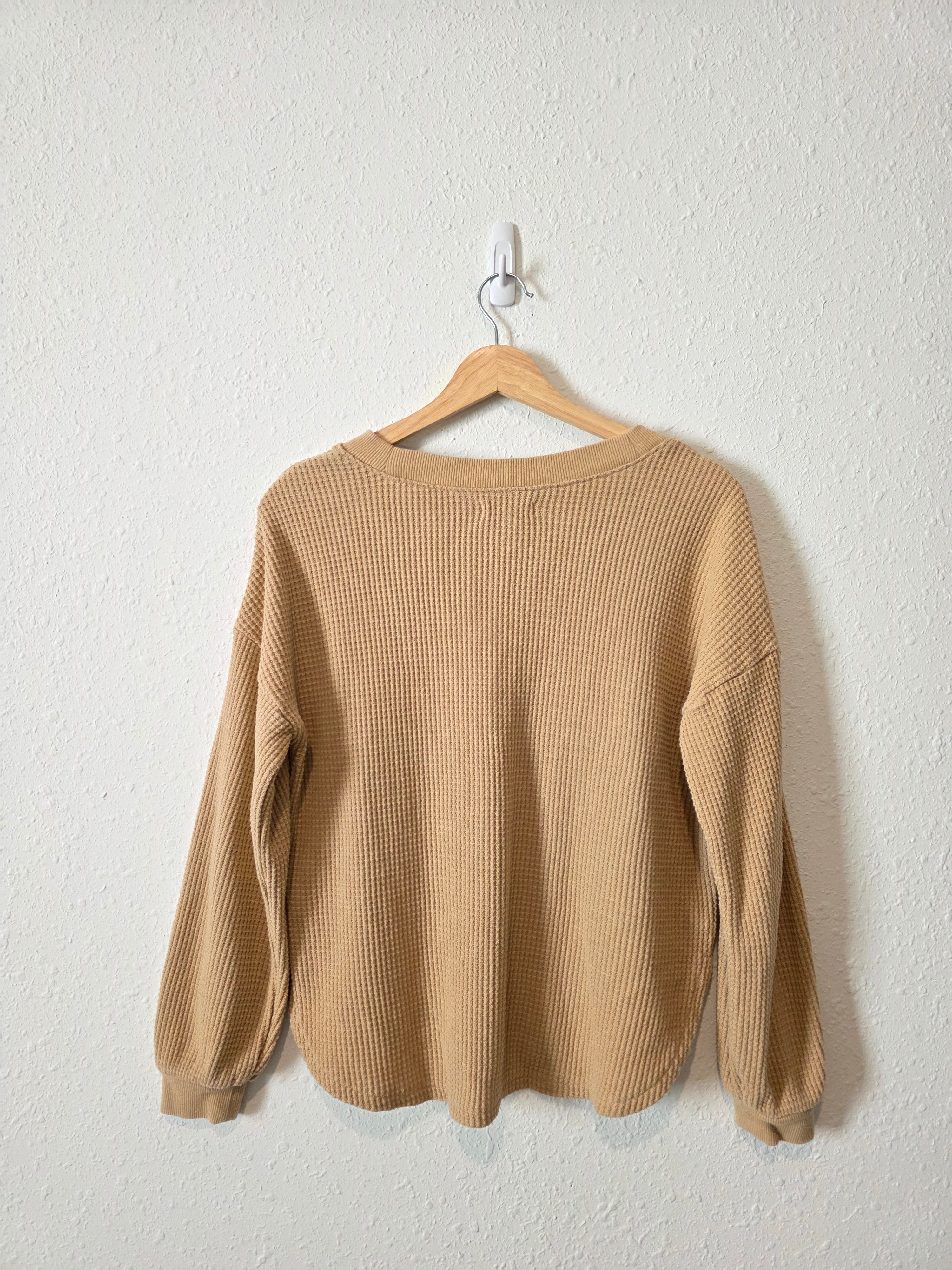 Madewell Waffle V Neck Top (XS)