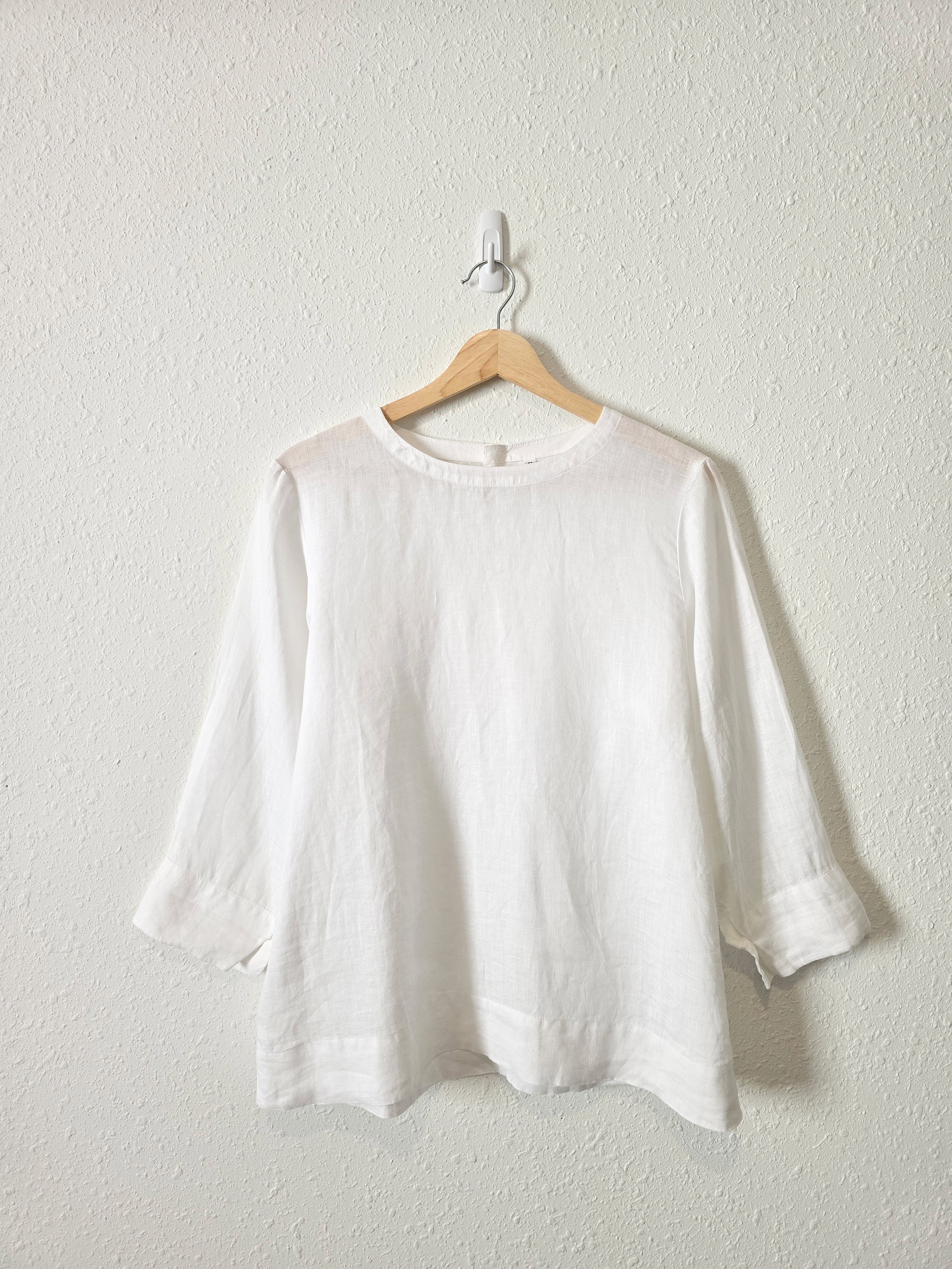 White Relaxed Linen Top (M)