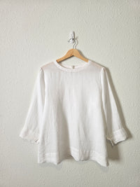 White Relaxed Linen Top (M)