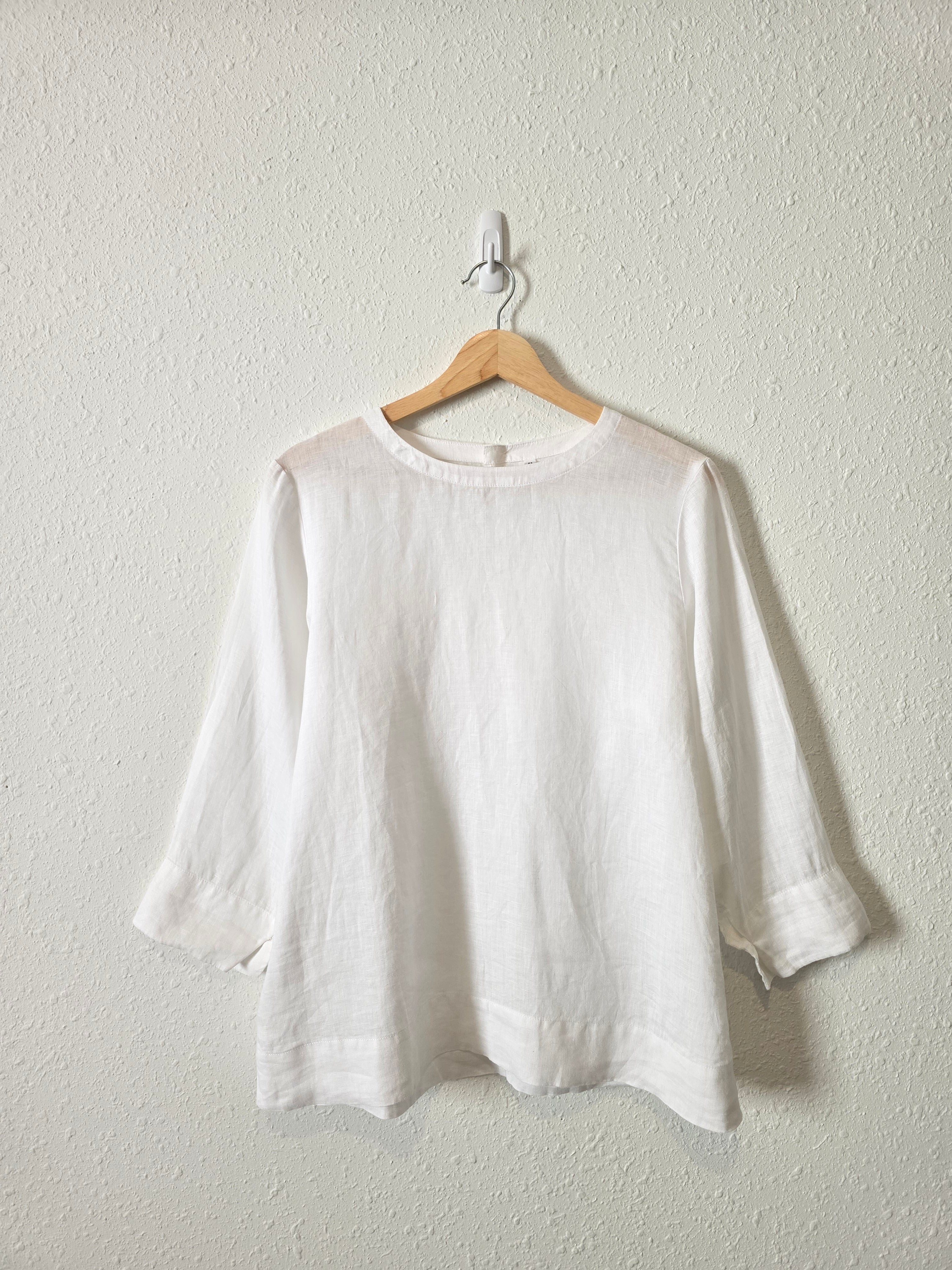 White Relaxed Linen Top (M)