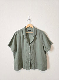 Quince Green Boxy Linen Shirt (L)