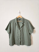 Quince Green Boxy Linen Shirt (L)