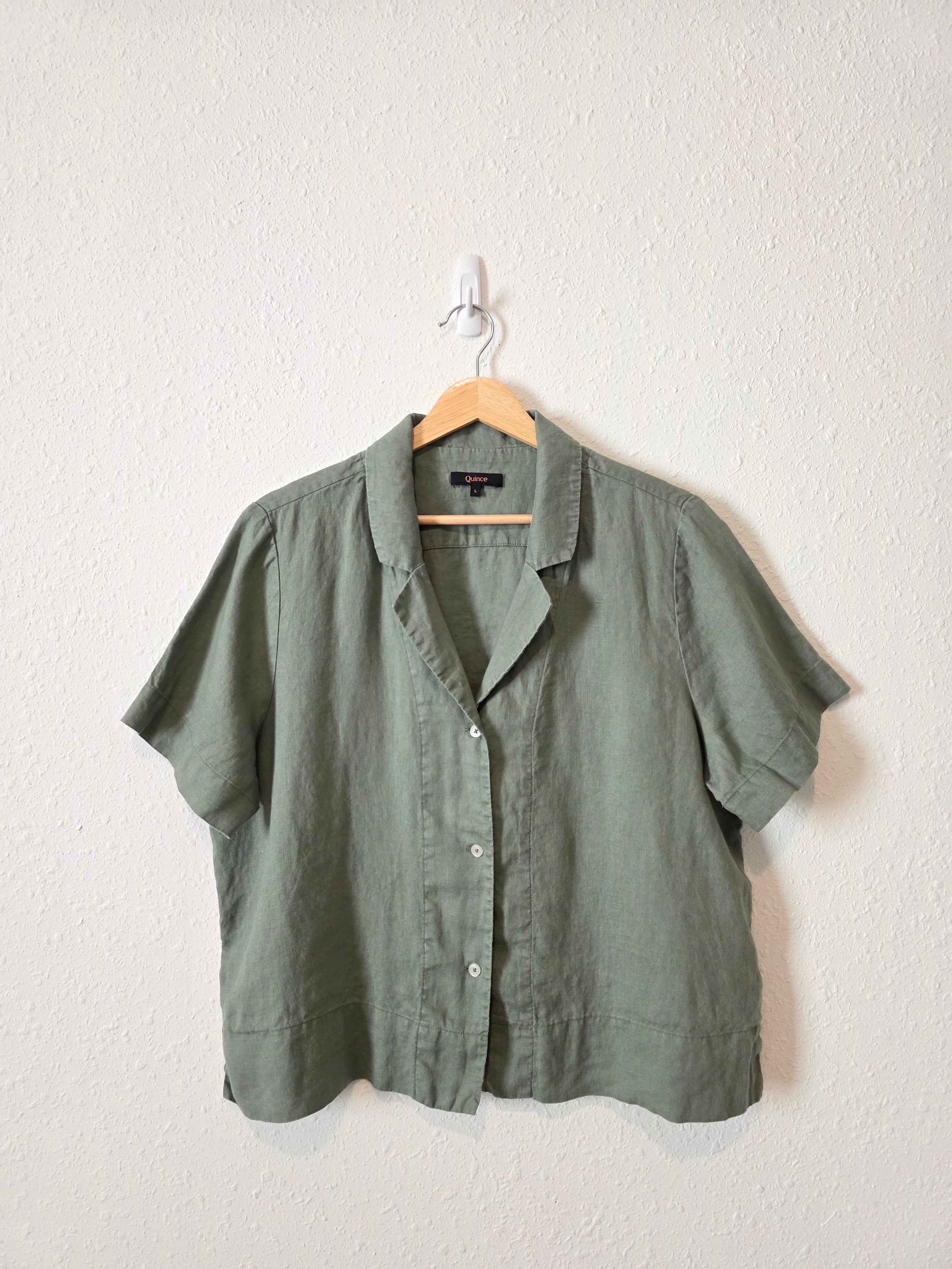 Quince Green Boxy Linen Shirt (L)