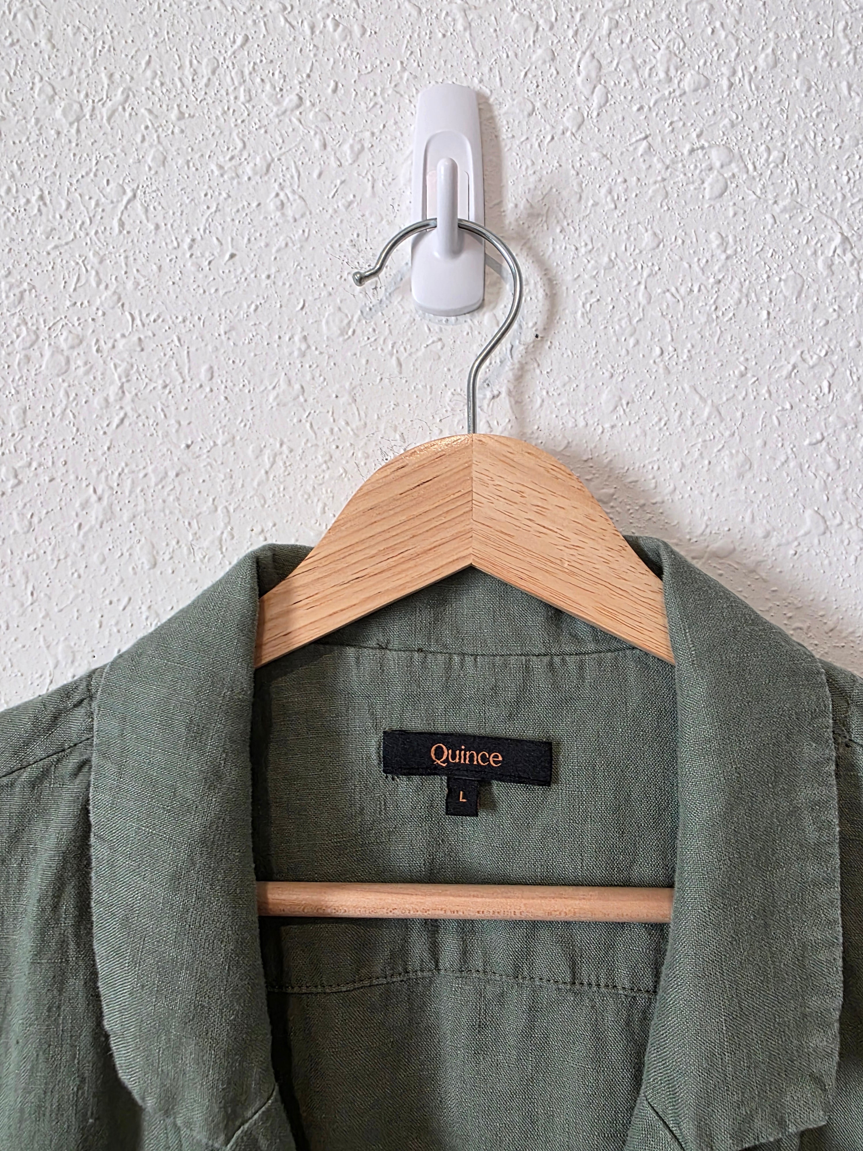 Quince Green Boxy Linen Shirt (L)