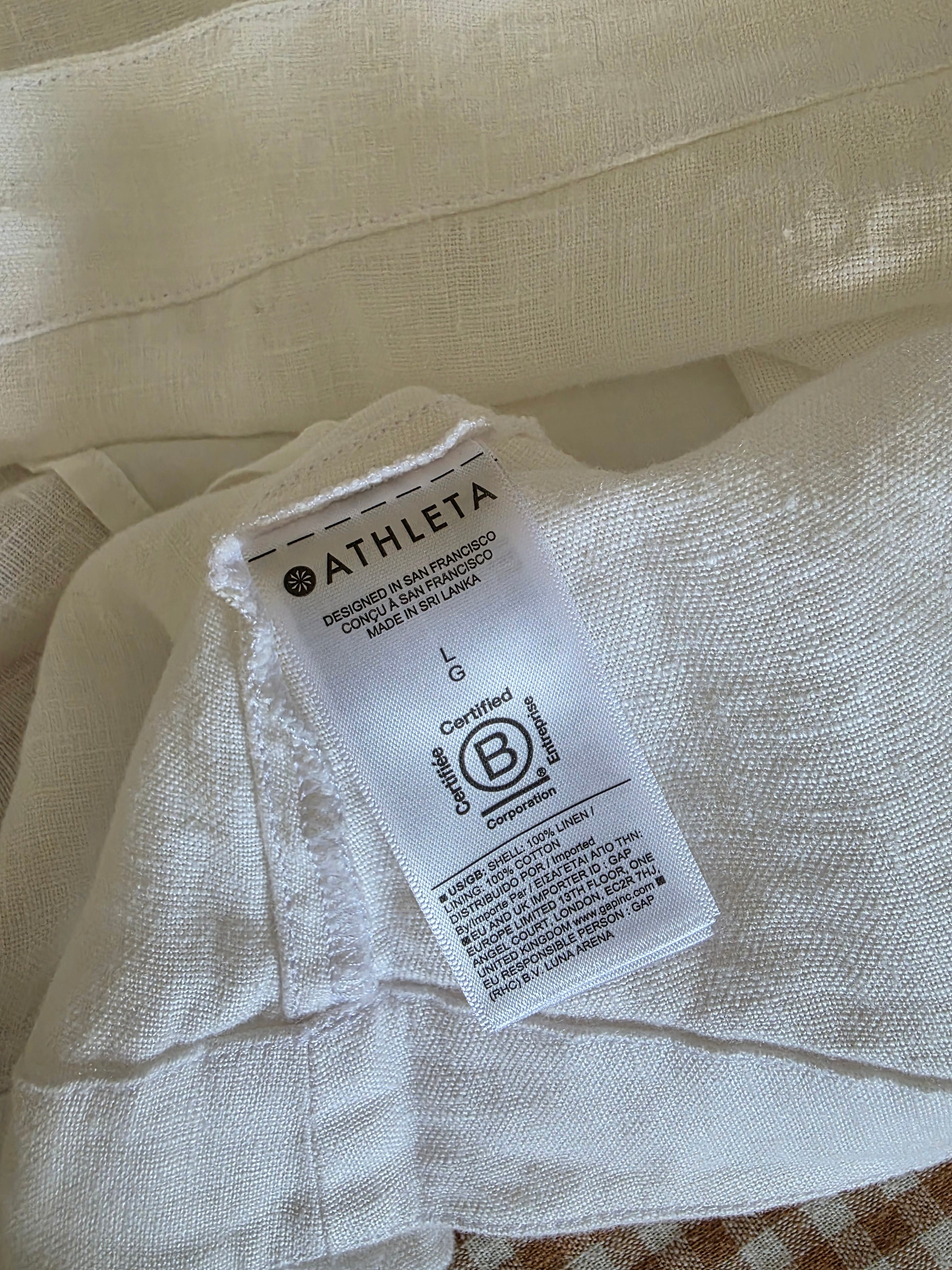 Athleta White Linen Tank (L)