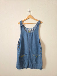 Vintage Floral Denim Mini Dress (M)