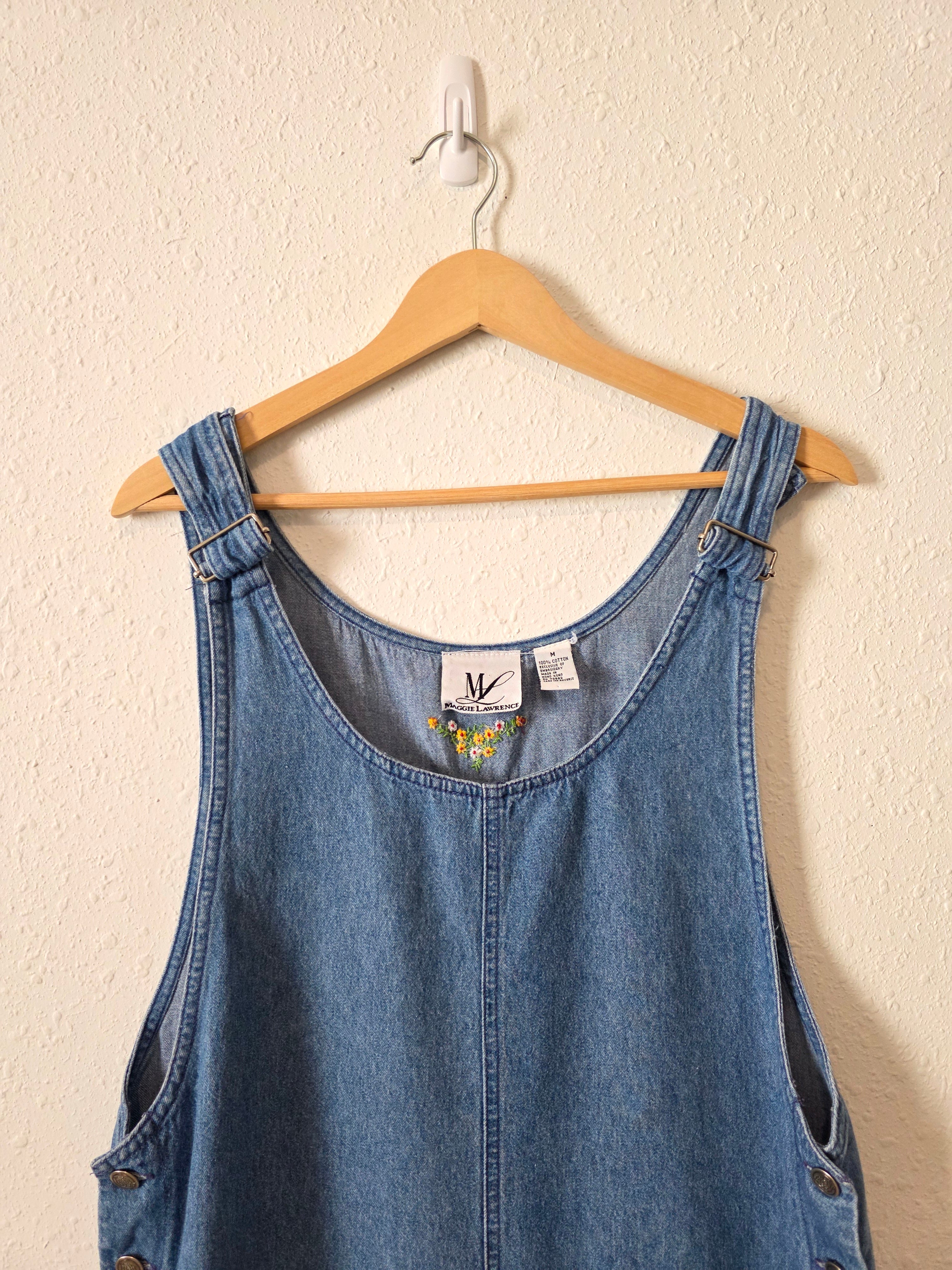 Vintage Floral Denim Mini Dress (M)