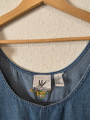 Vintage Floral Denim Mini Dress (M)