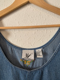 Vintage Floral Denim Mini Dress (M)
