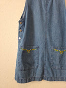 Vintage Floral Denim Mini Dress (M)