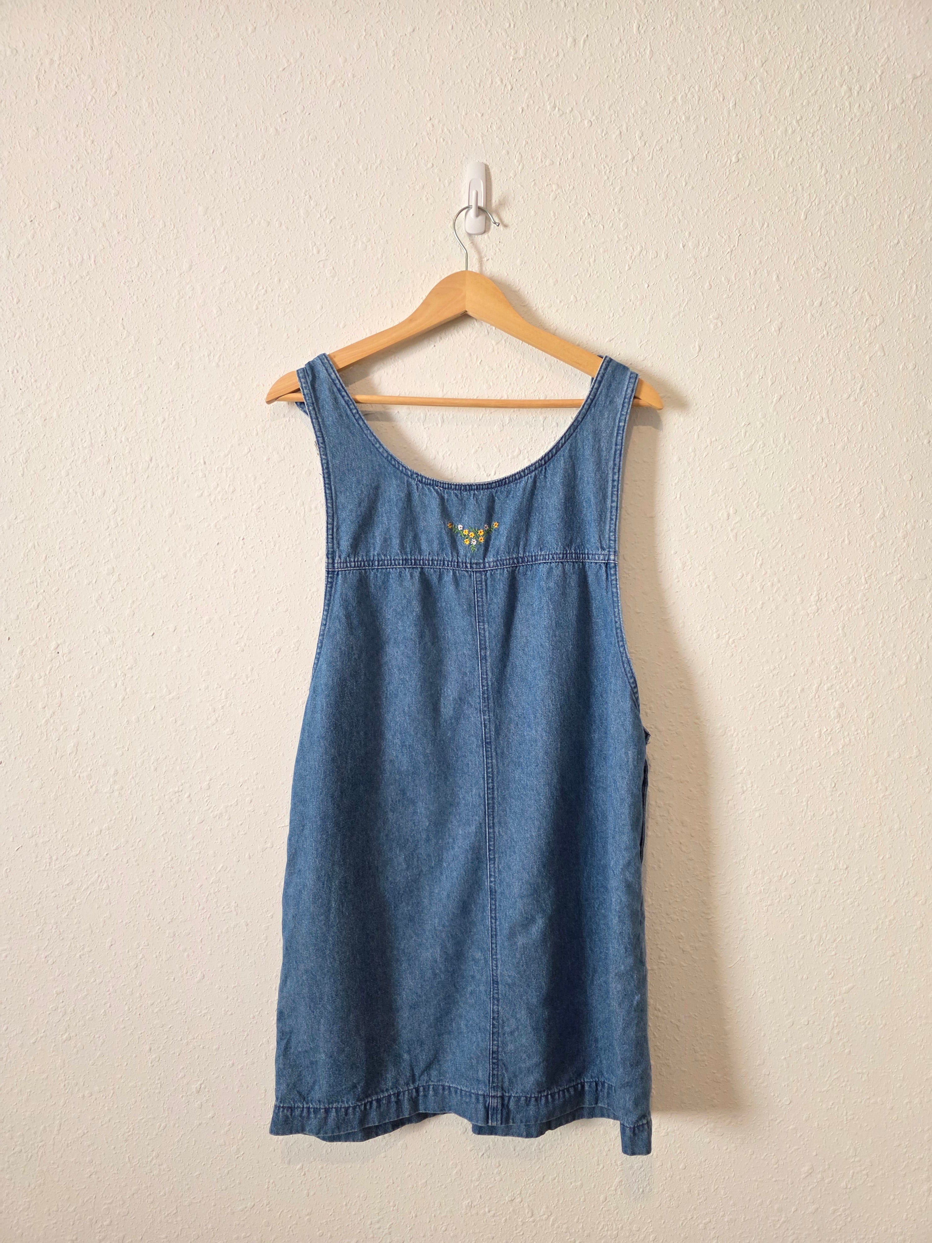 Vintage Floral Denim Mini Dress (M)