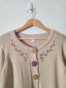 Floral Embroidered Cotton Sweater (XL)